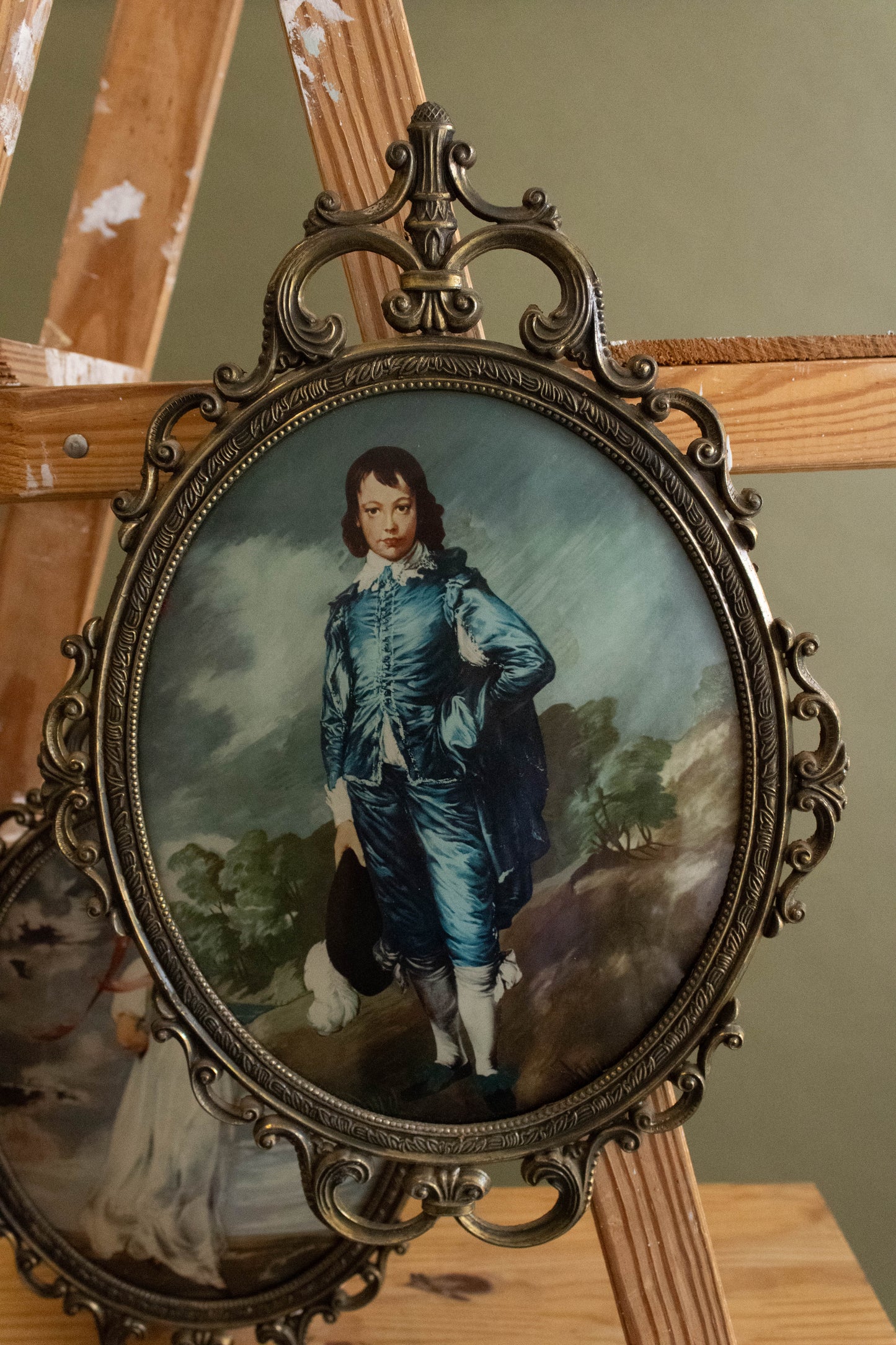 Vtg Italian Ornate Framed Victorian Boy and Girl (Local Pick Up Only)