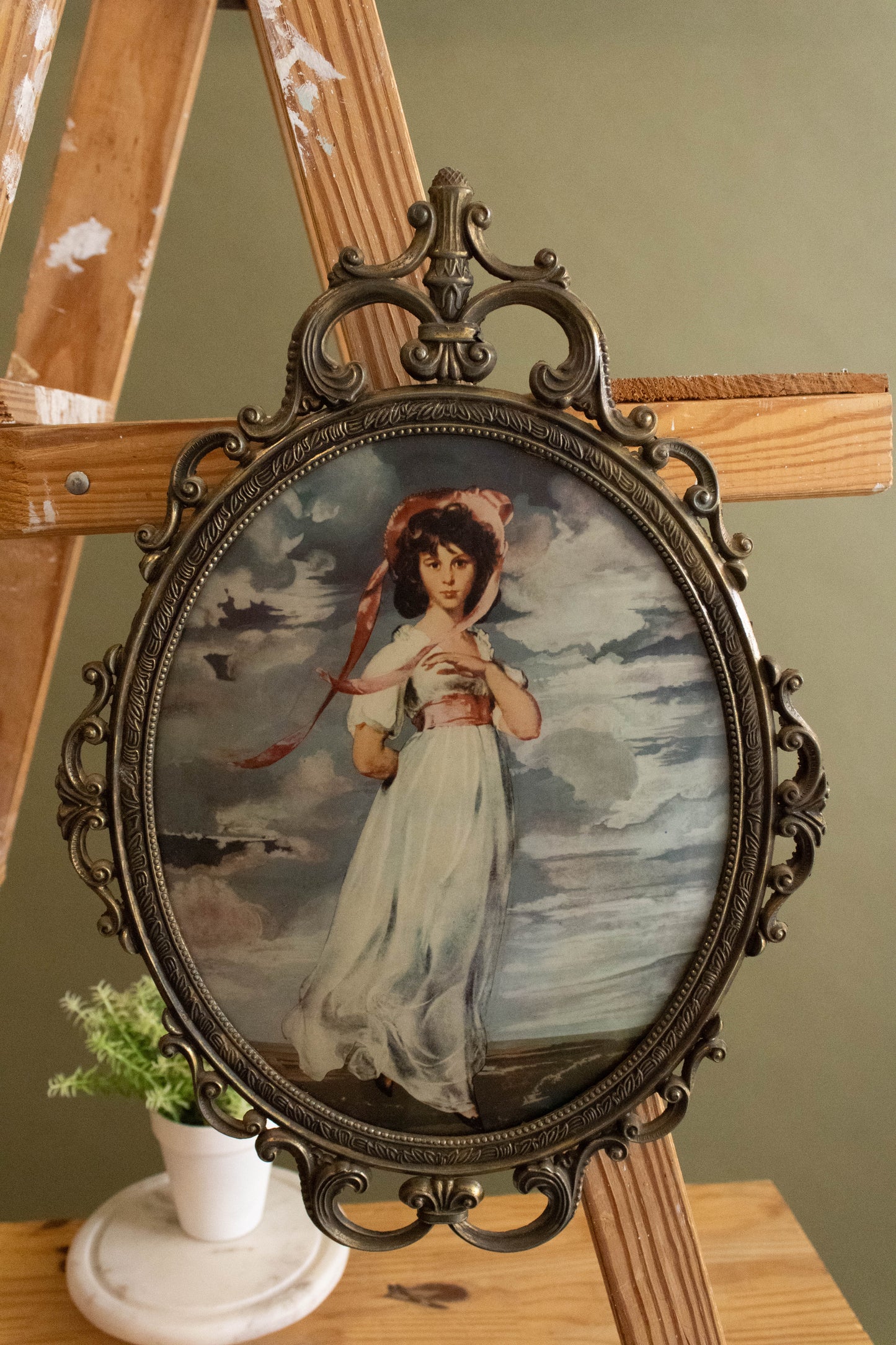 Vtg Italian Ornate Framed Victorian Boy and Girl (Local Pick Up Only)
