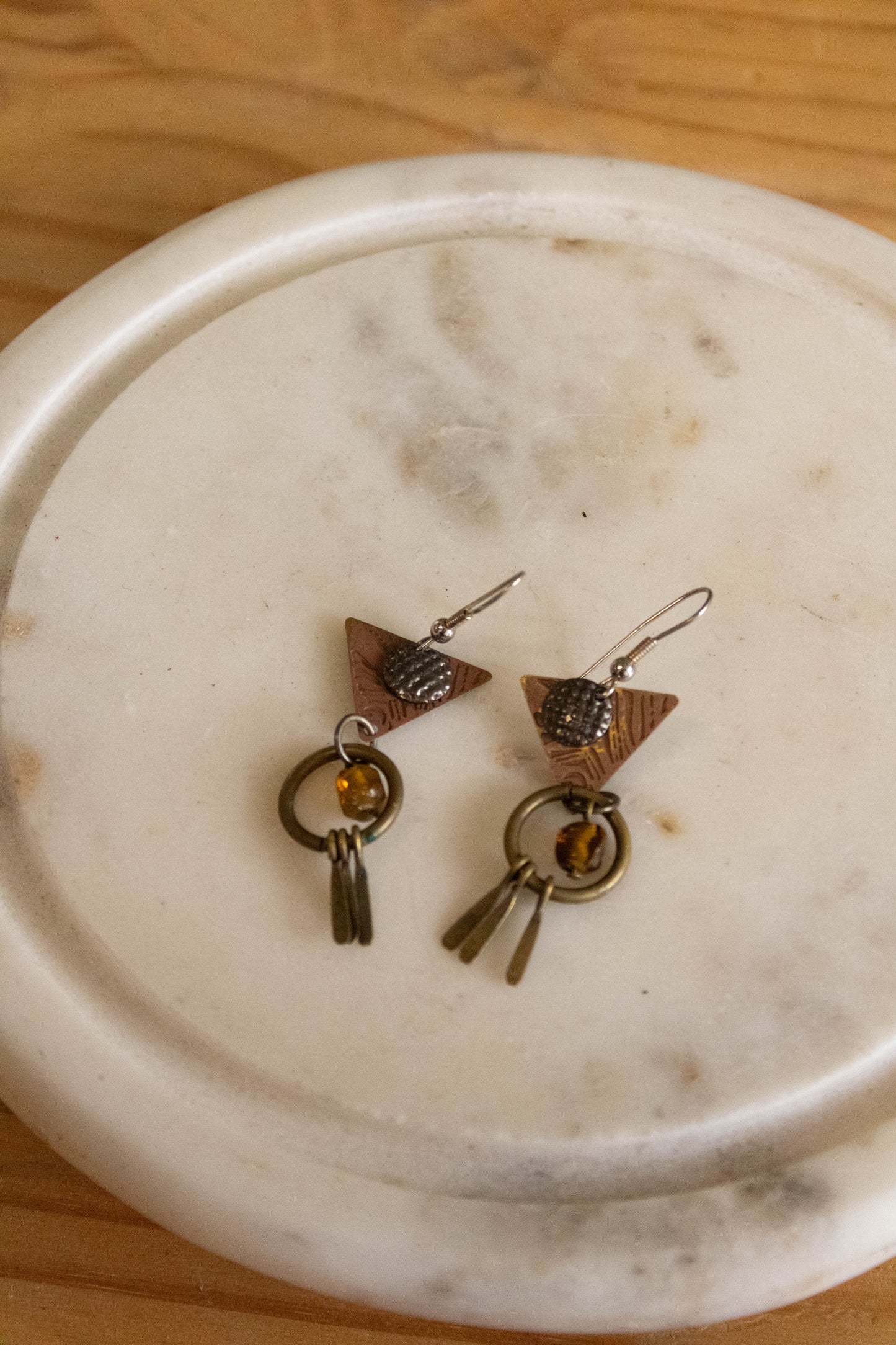 Brass Triangle Earrings