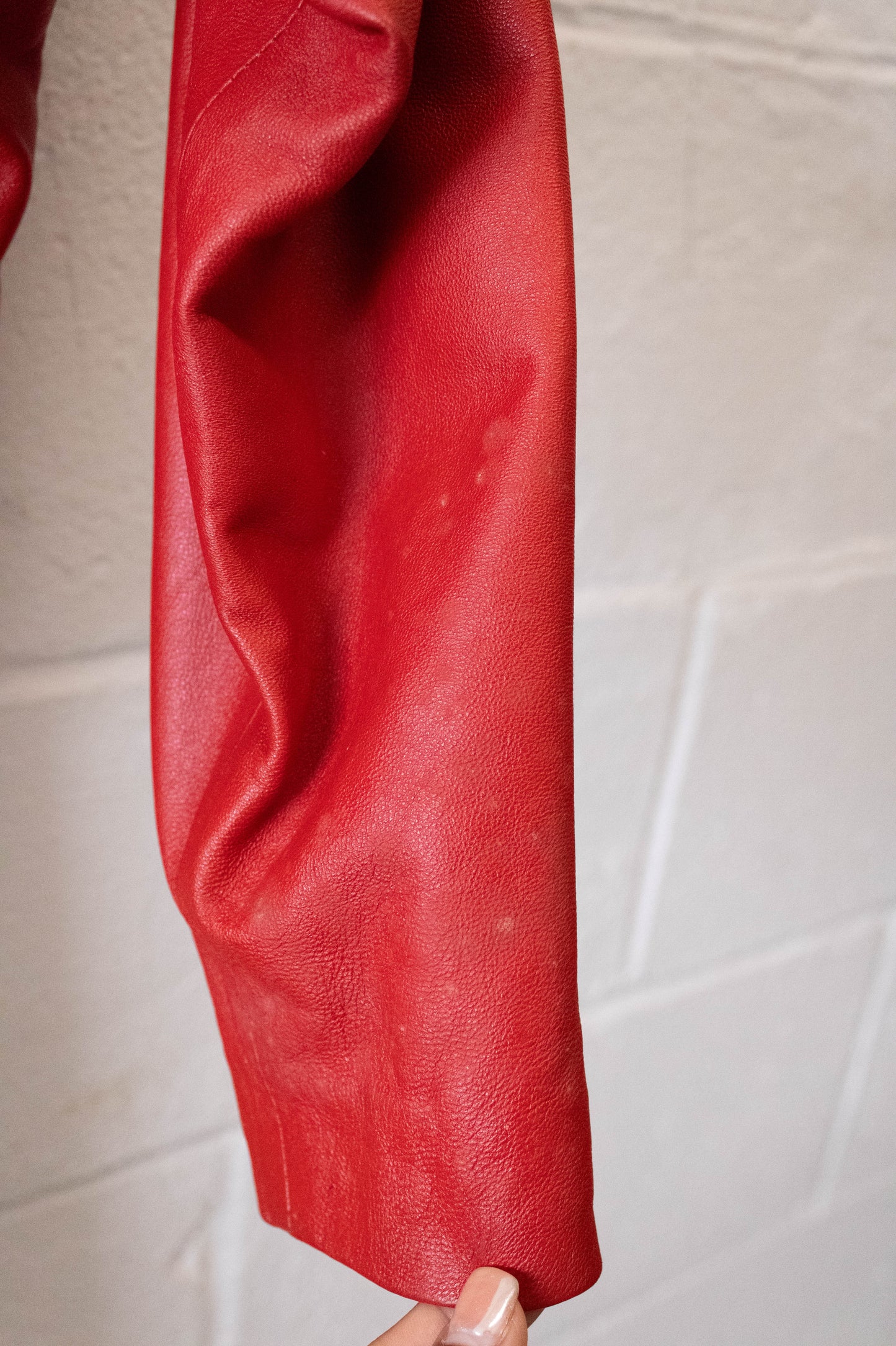 Vtg Red Leather Jacket : M