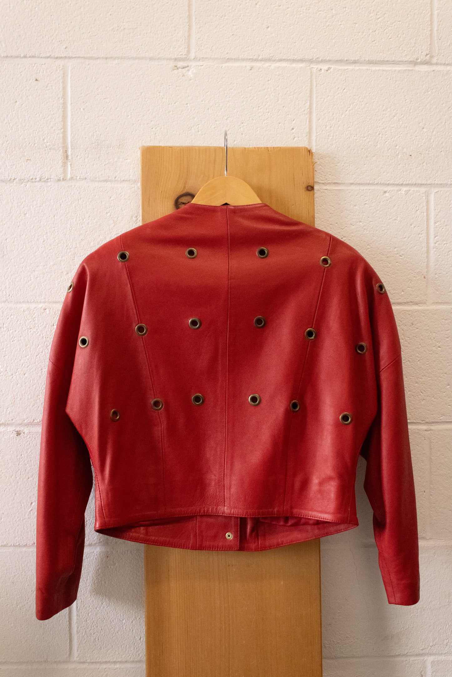 Vtg Red Leather Jacket : M