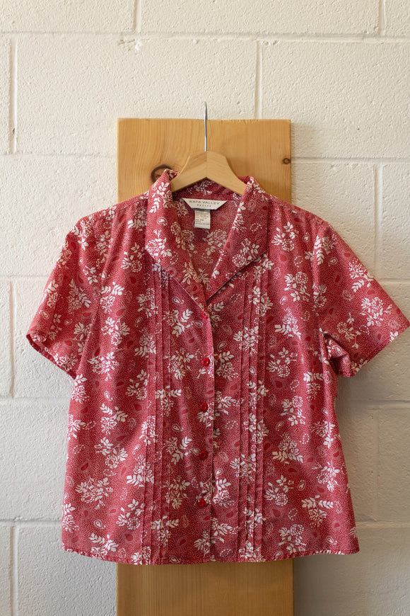Red Paisley and Floral Top : M