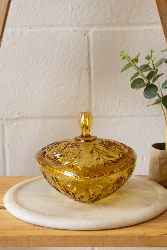 Vtg Amber Glass Triangle Candy Dish Bowl (Local Pick Up Only)