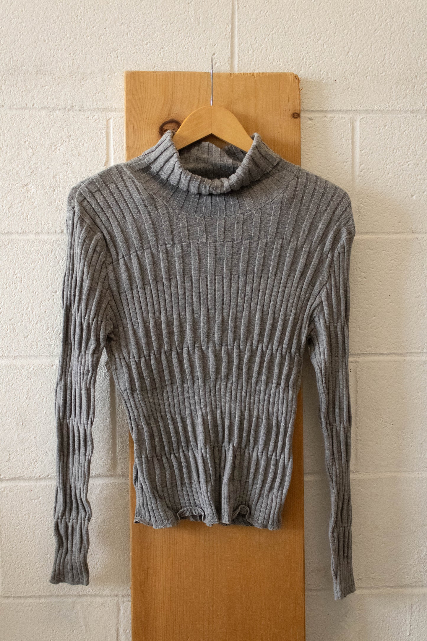 Vtg Grey Ribbed Turtleneck : M