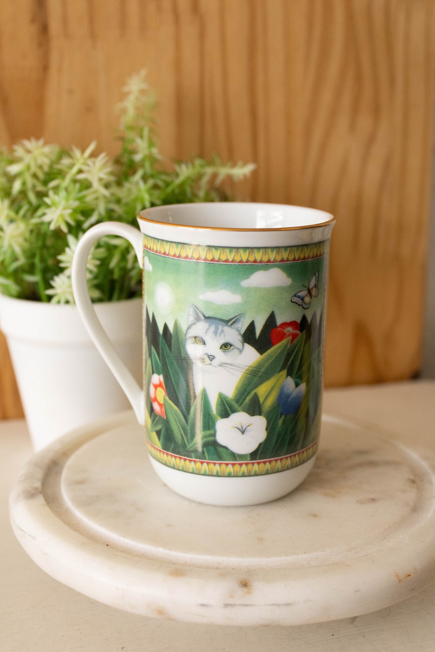 Vtg Cat Mug