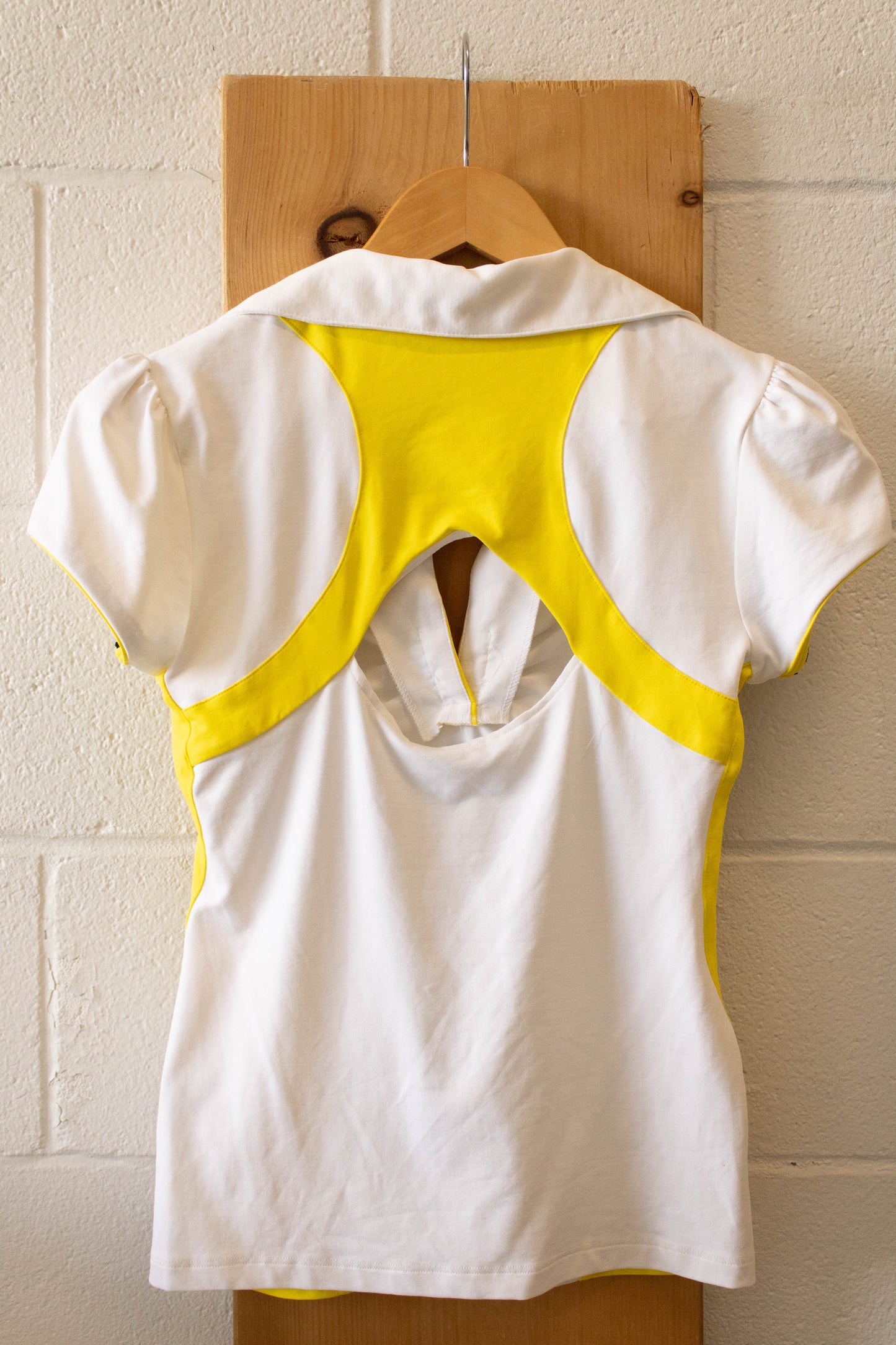 White and Yellow Athletic Polo : S