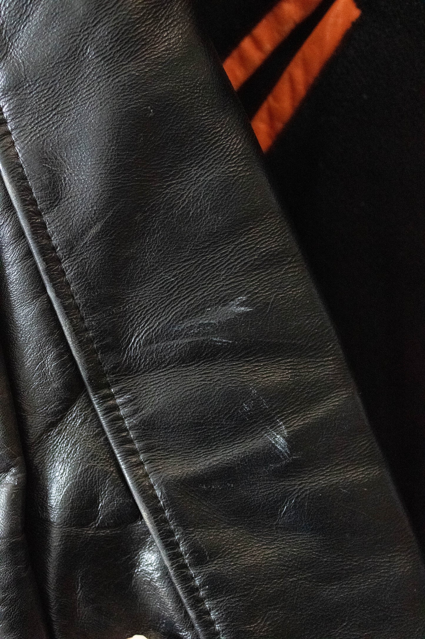 Vtg Black and Orange Letterman Jacket : M