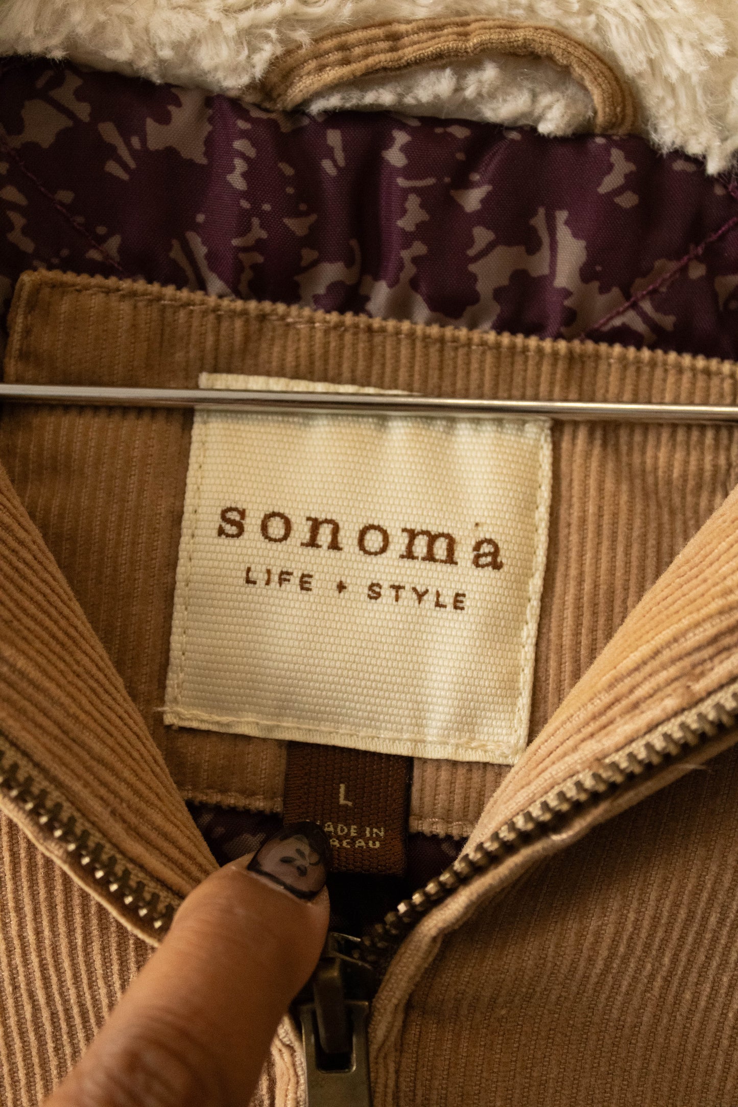 Brown Corduroy Hooded Jacket : L