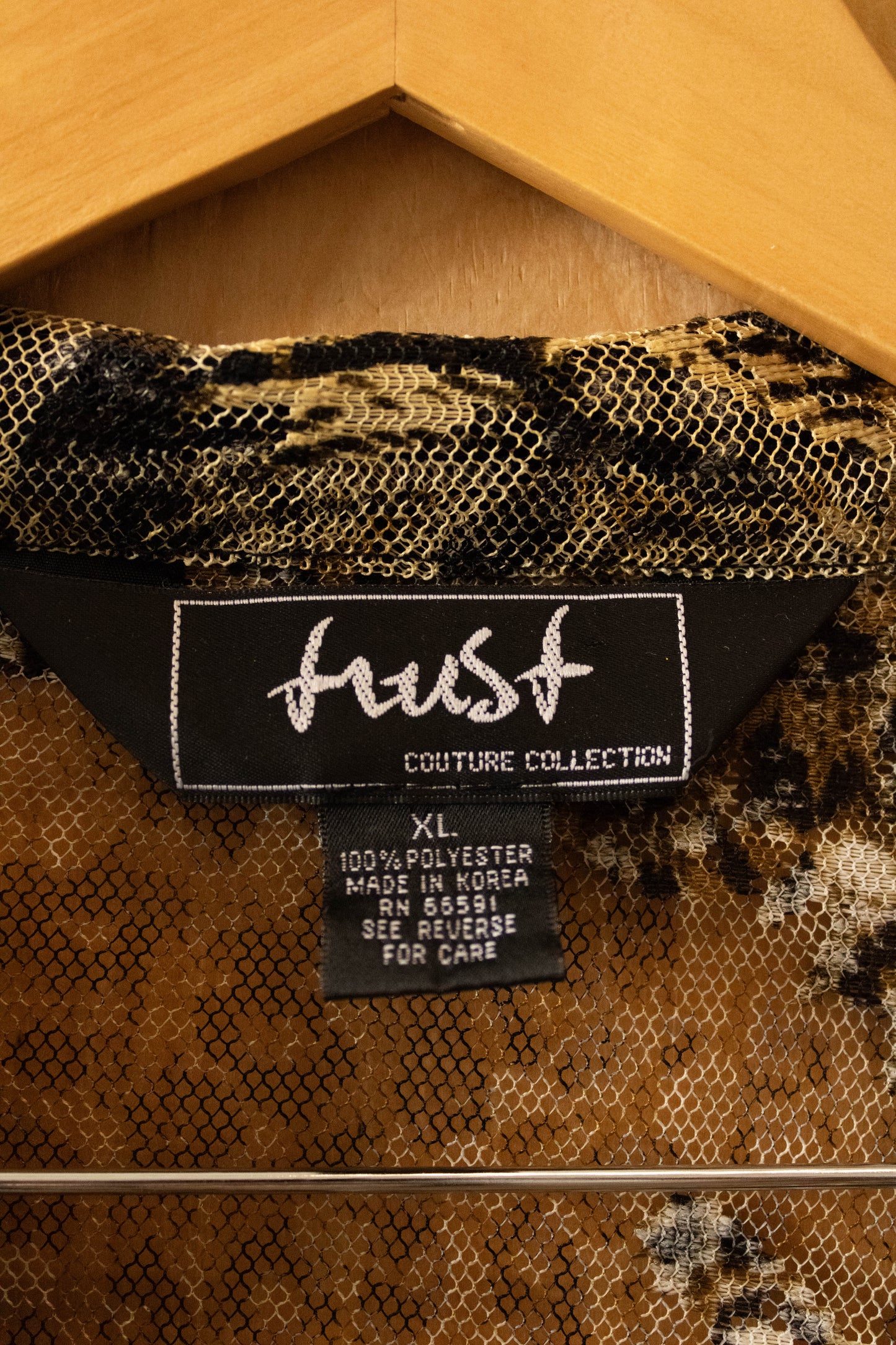 Vtg Semi Sheer Animal Print Button Up : XL