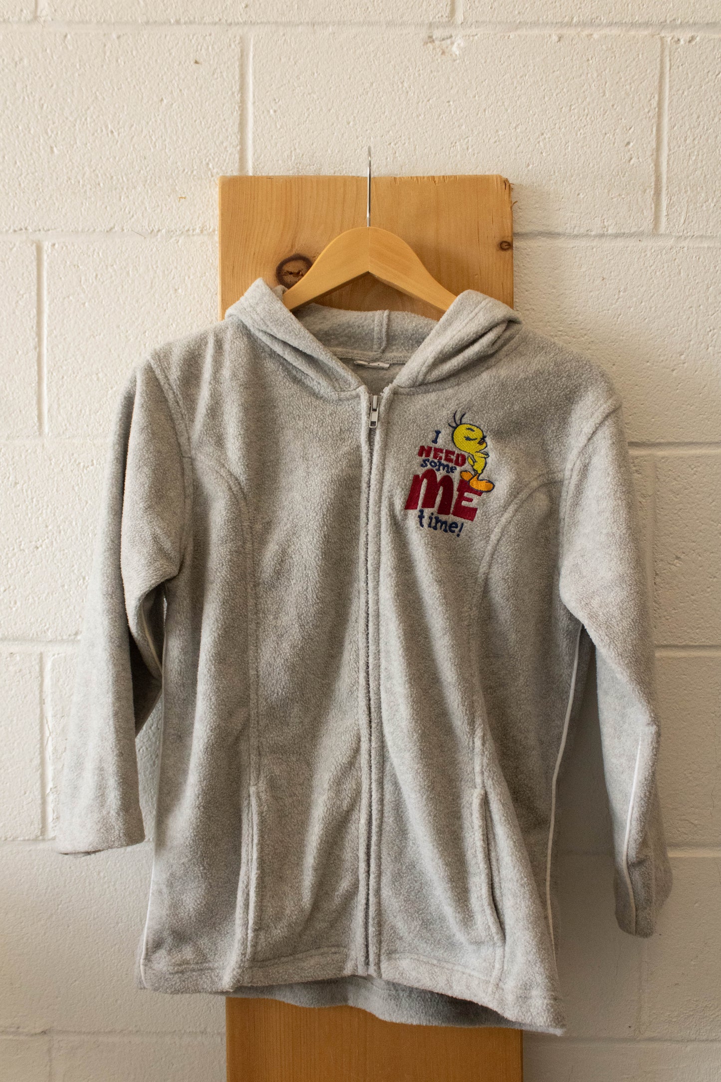 Vtg Grey Tweety Zip Up Hoodie : S