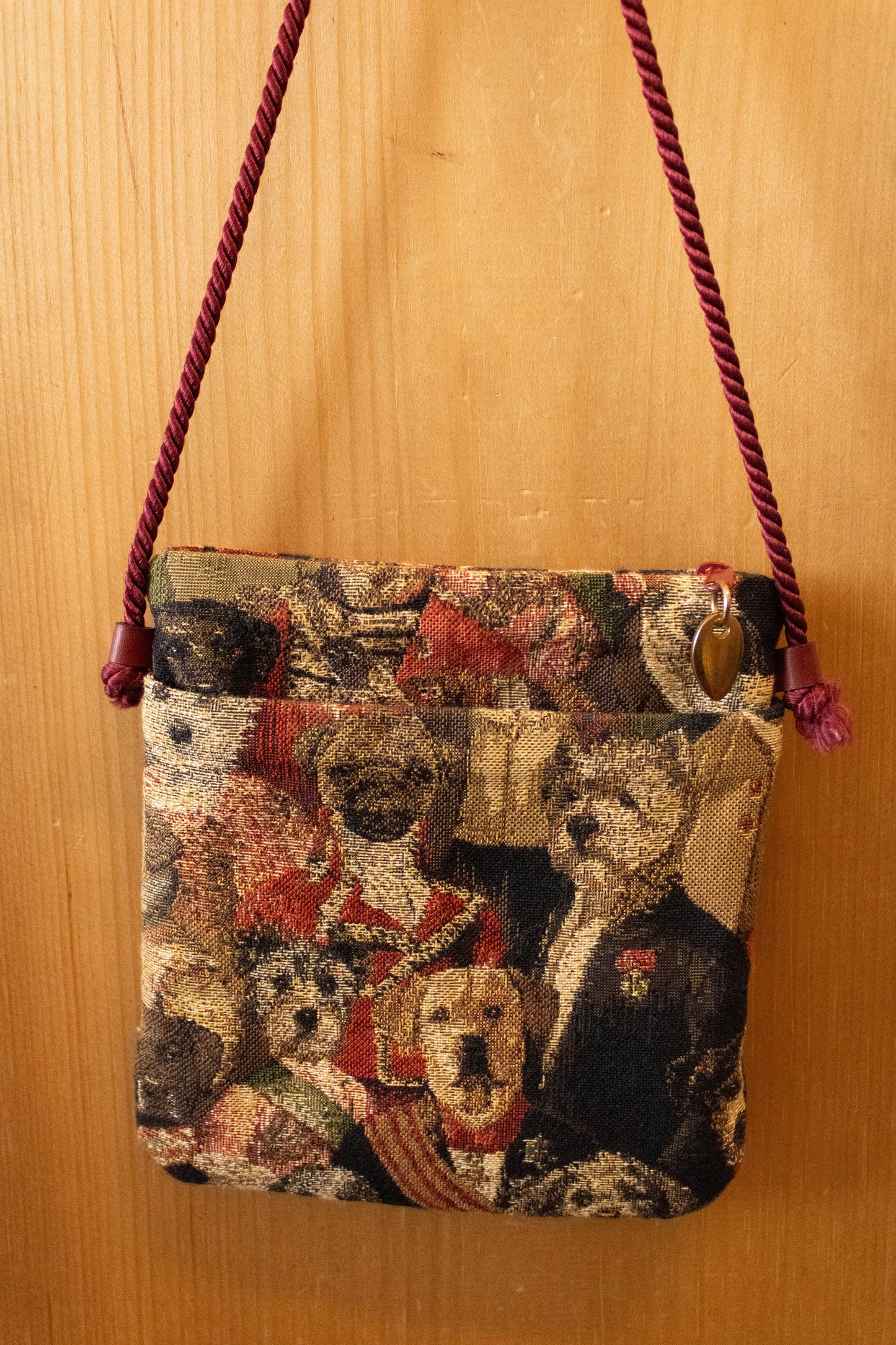 Vtg Tapestry Dog Crossbody Bag