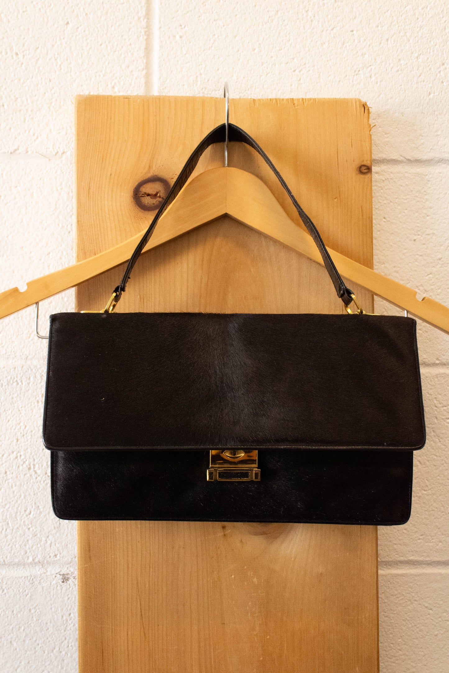 Black Cowhide Shoulder Bag