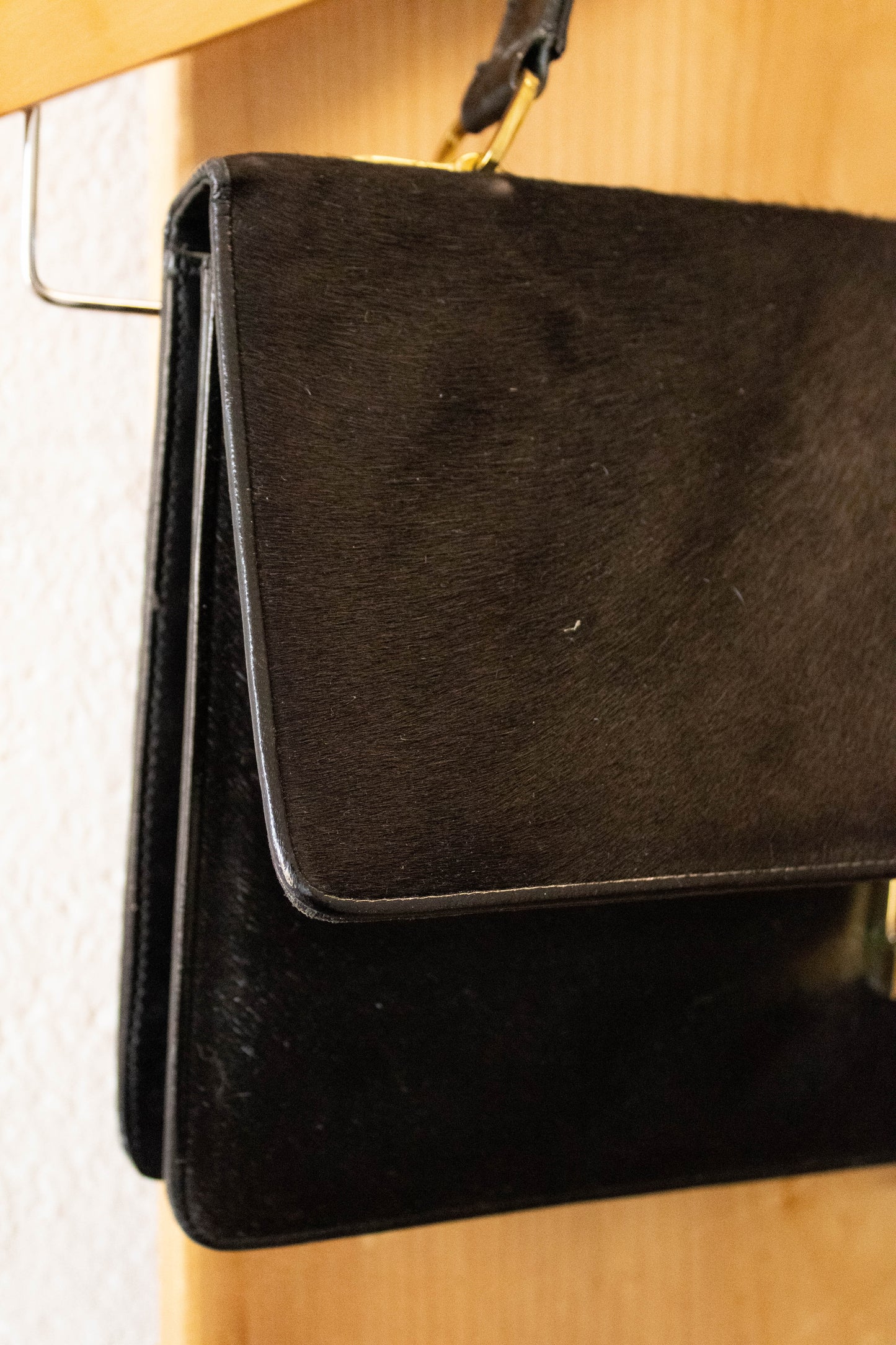 Black Cowhide Shoulder Bag