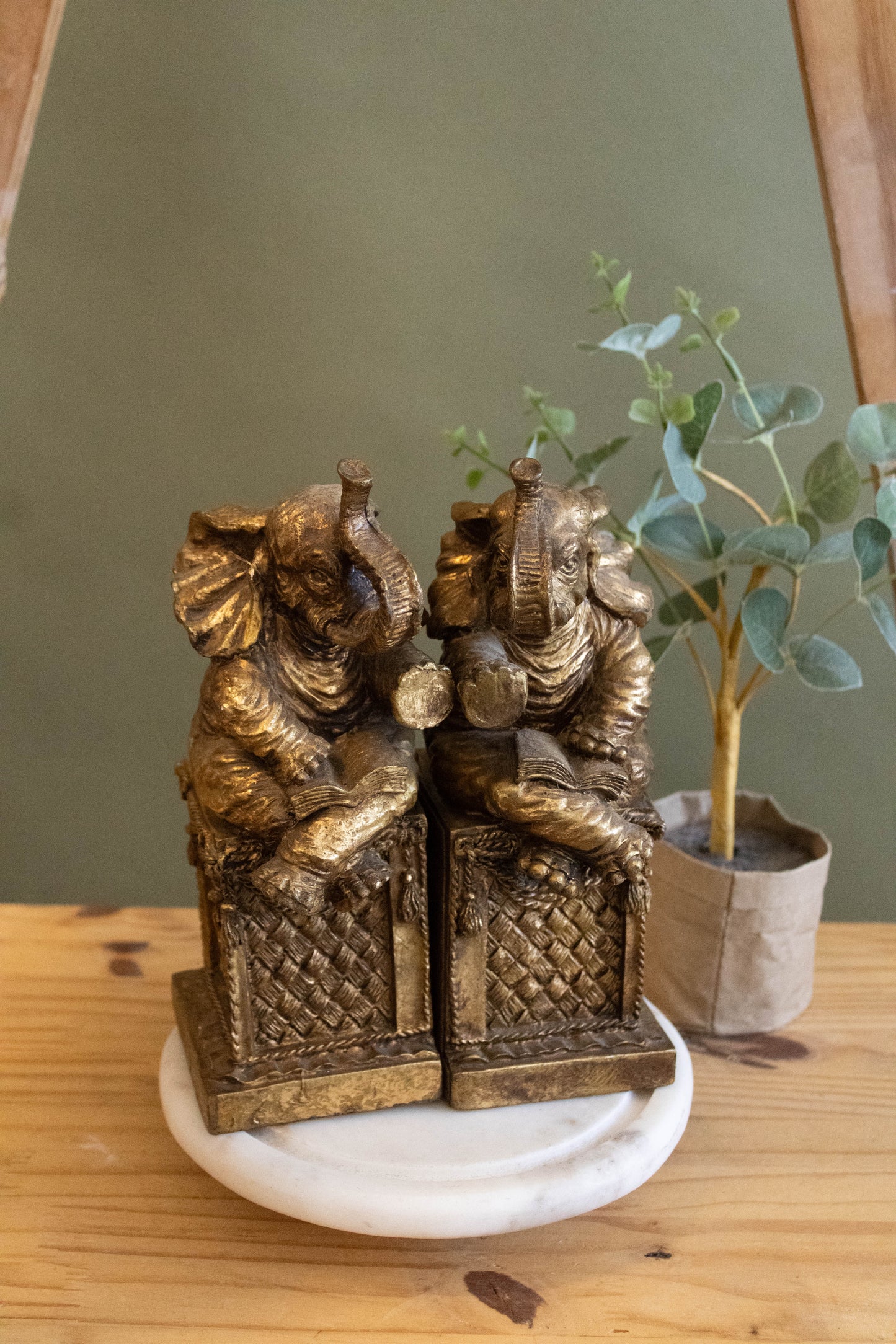 Vtg Brass Elephant Bookends (Local Pick Up Only)