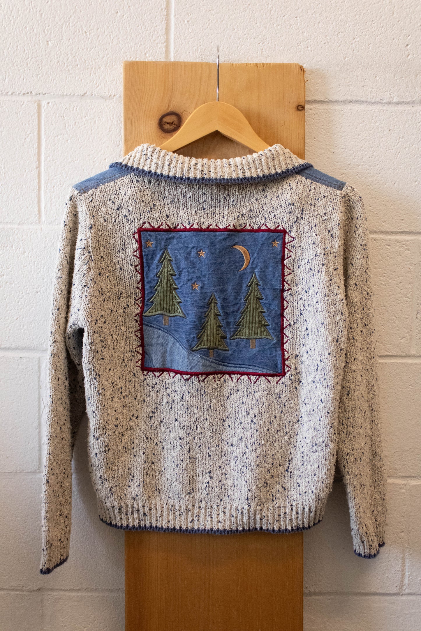 Vtg Pine Tree Cardigan : S