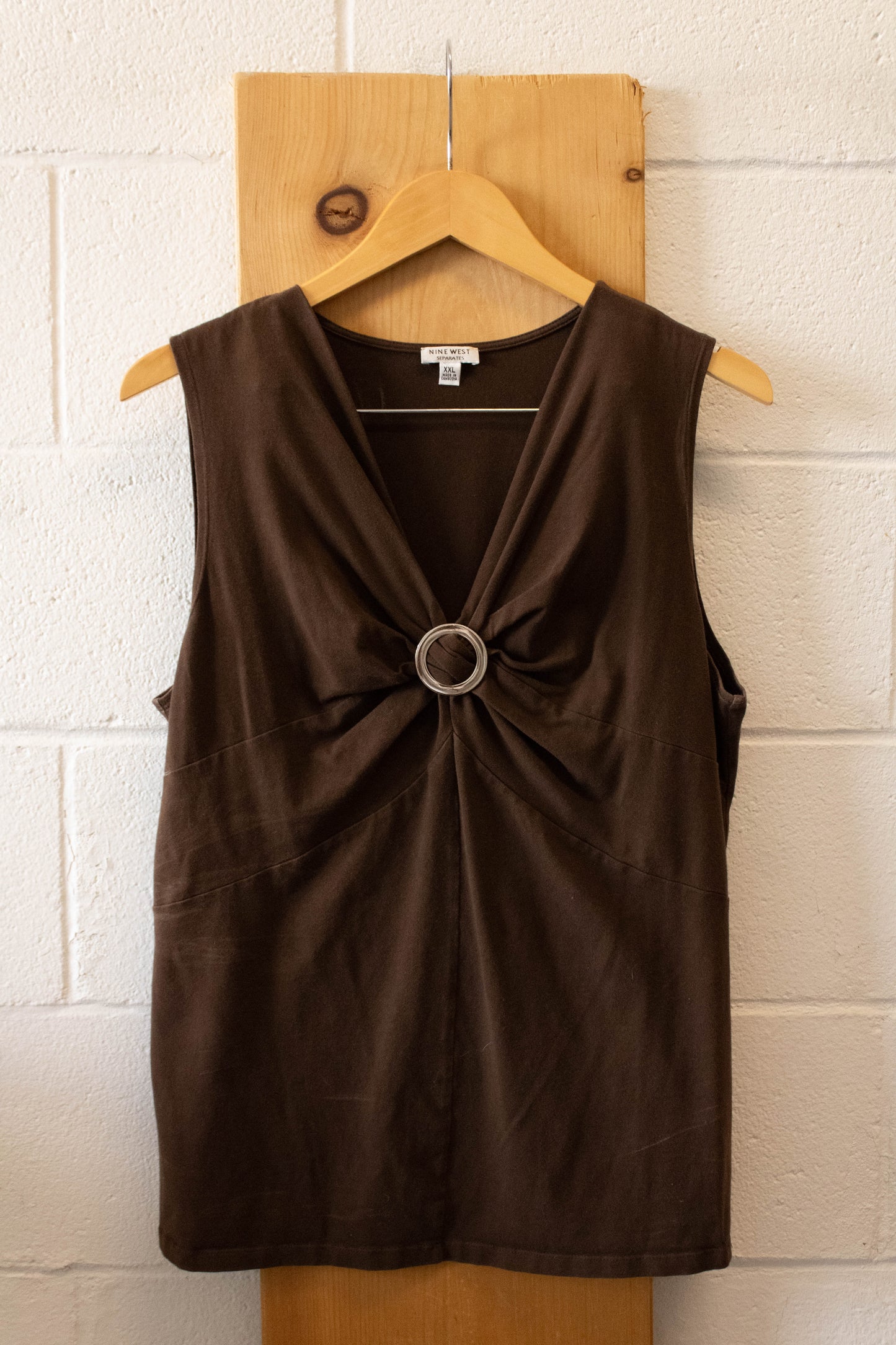 Vtg Brown Ruched Tank : XXL