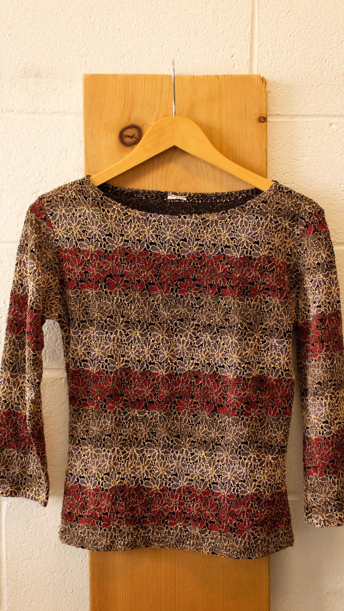 Vtg Floral Striped Top : S