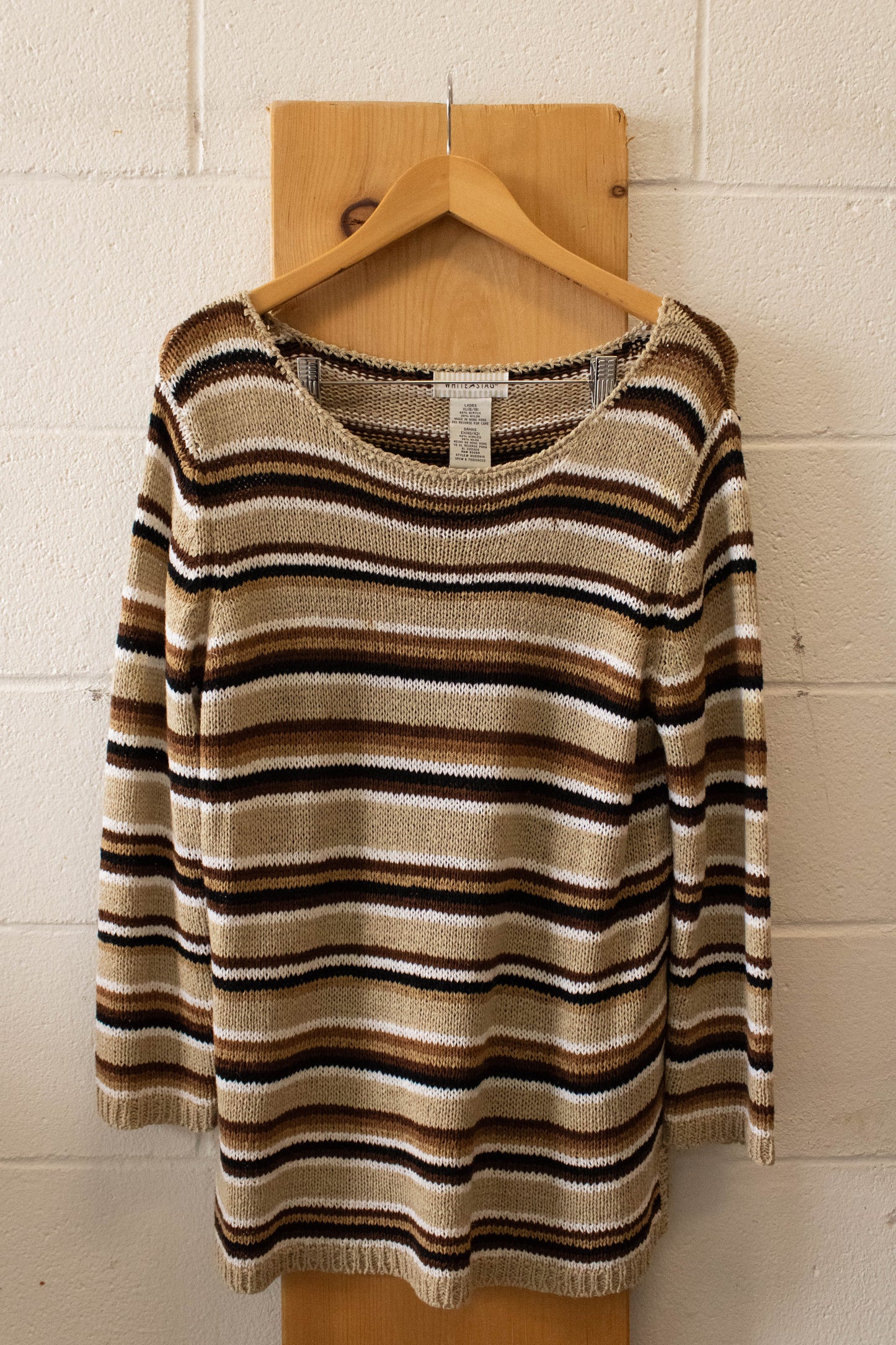 Vtg Brown Striped Sweater : XL