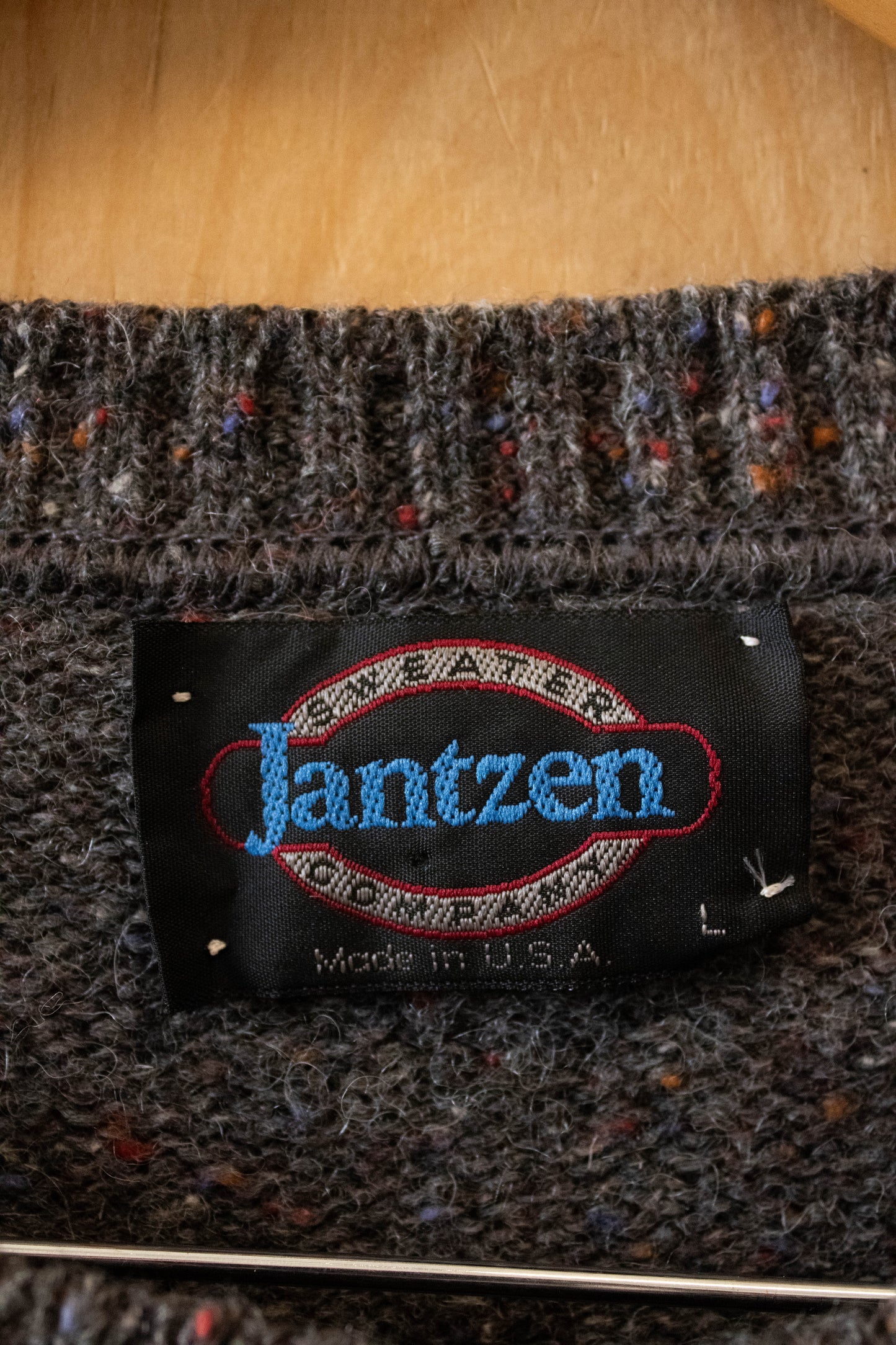 Vtg Grey Knitted Sweater : L