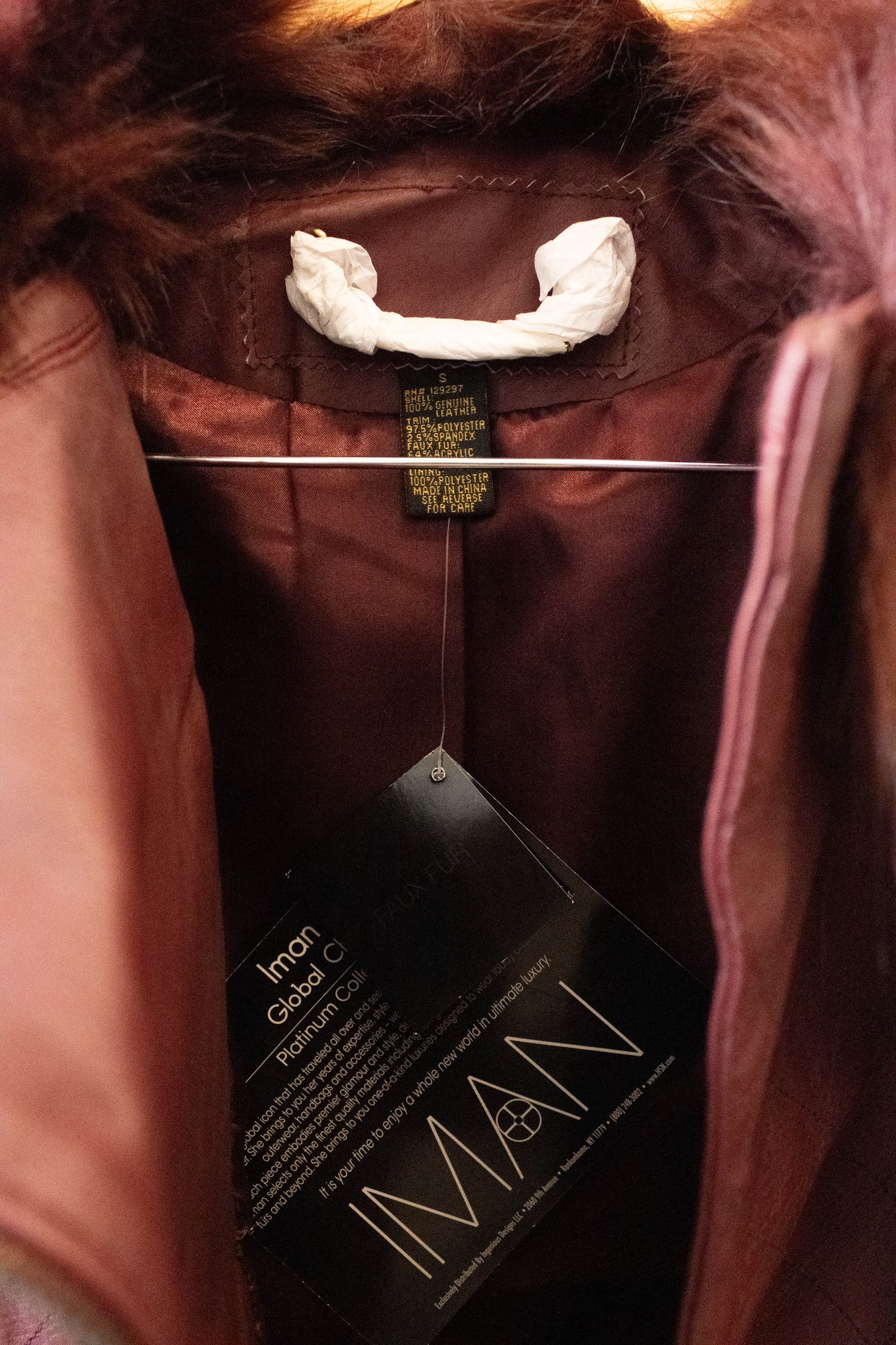 NWT Faux Fur Collar Leather Jacket : S