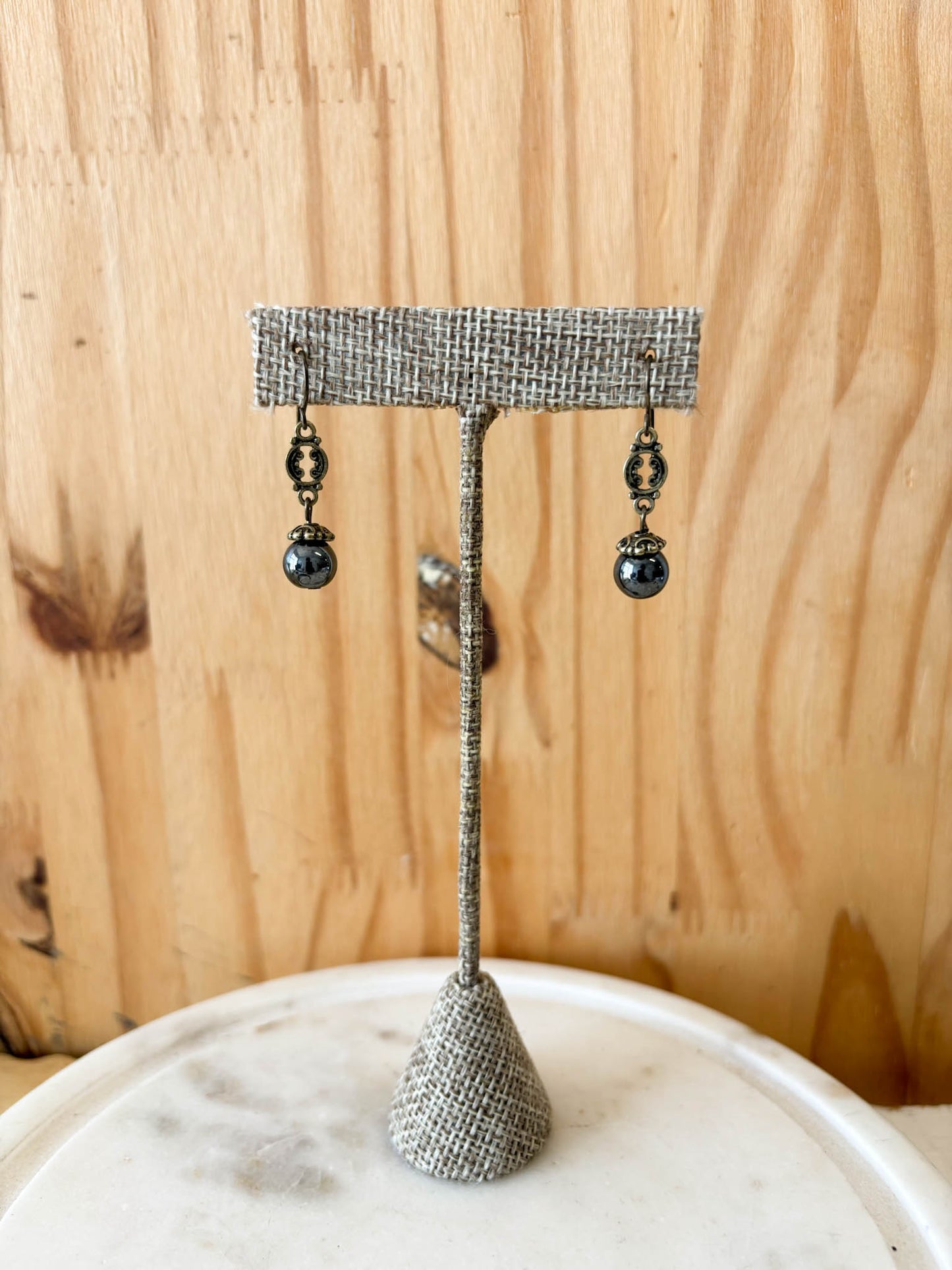 Dark Faux Pearl Earrings