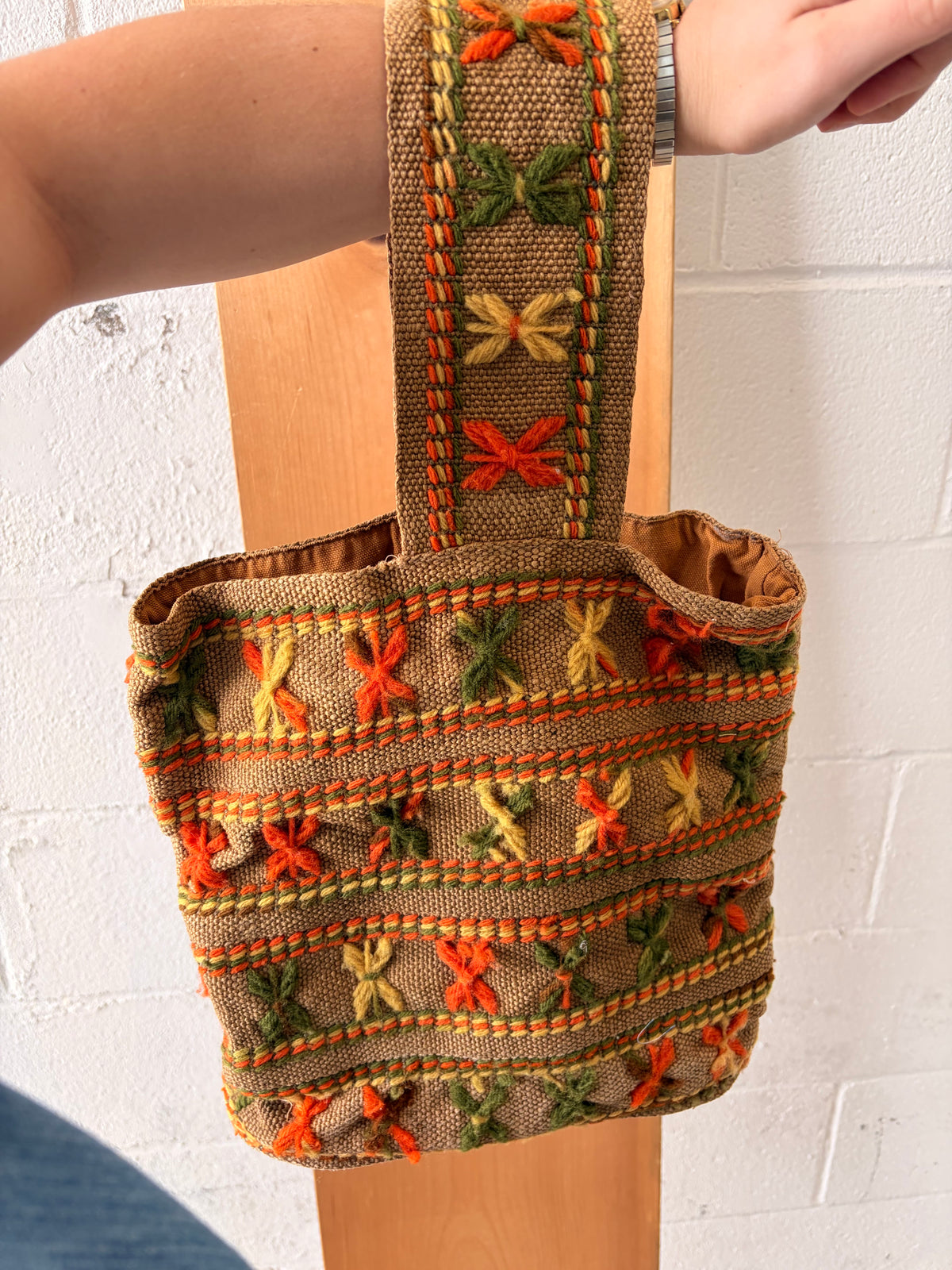 Boho Embroidered Single Strap Tote
