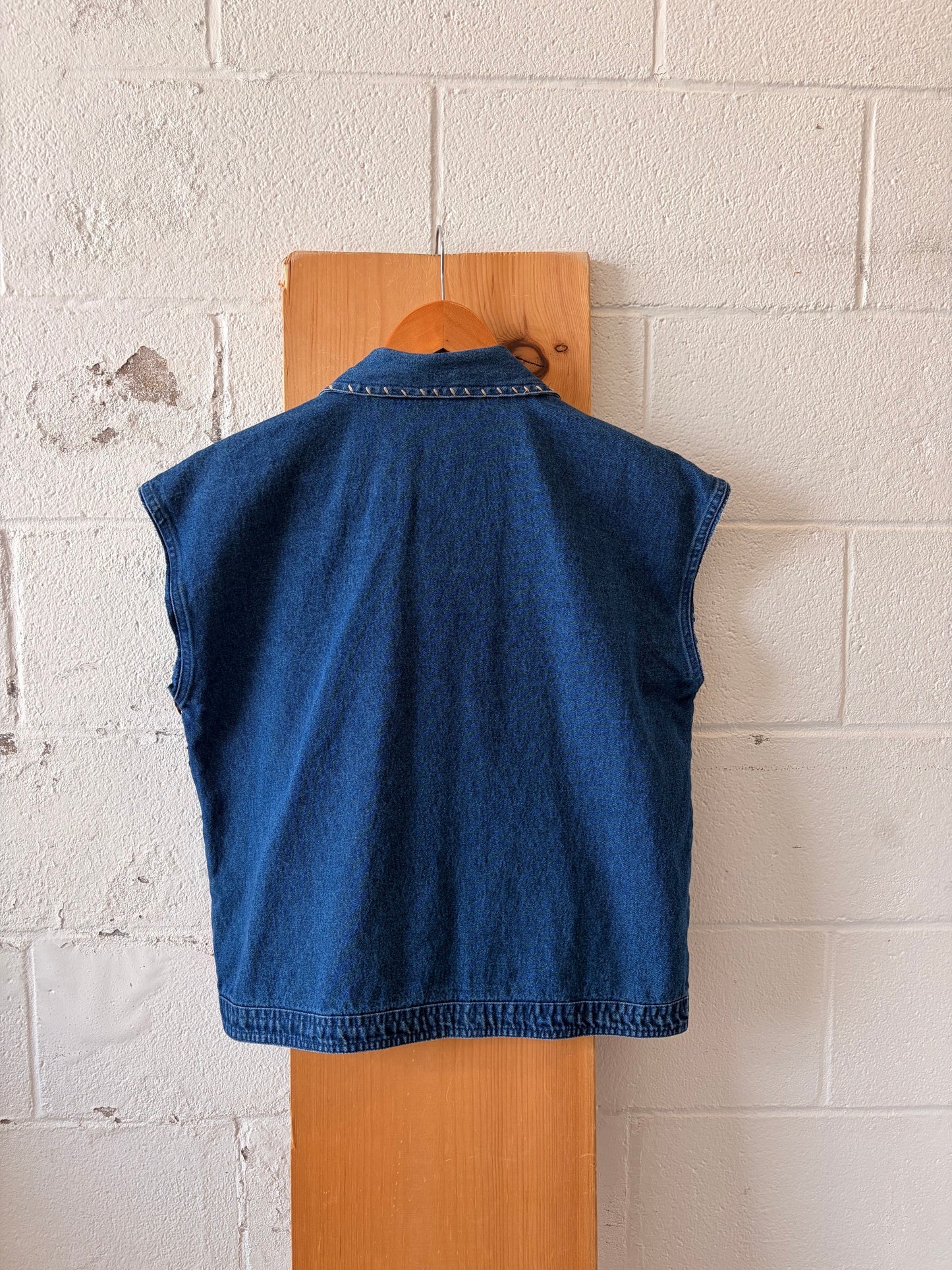 Patchwork Cut Off Denim Vest : S