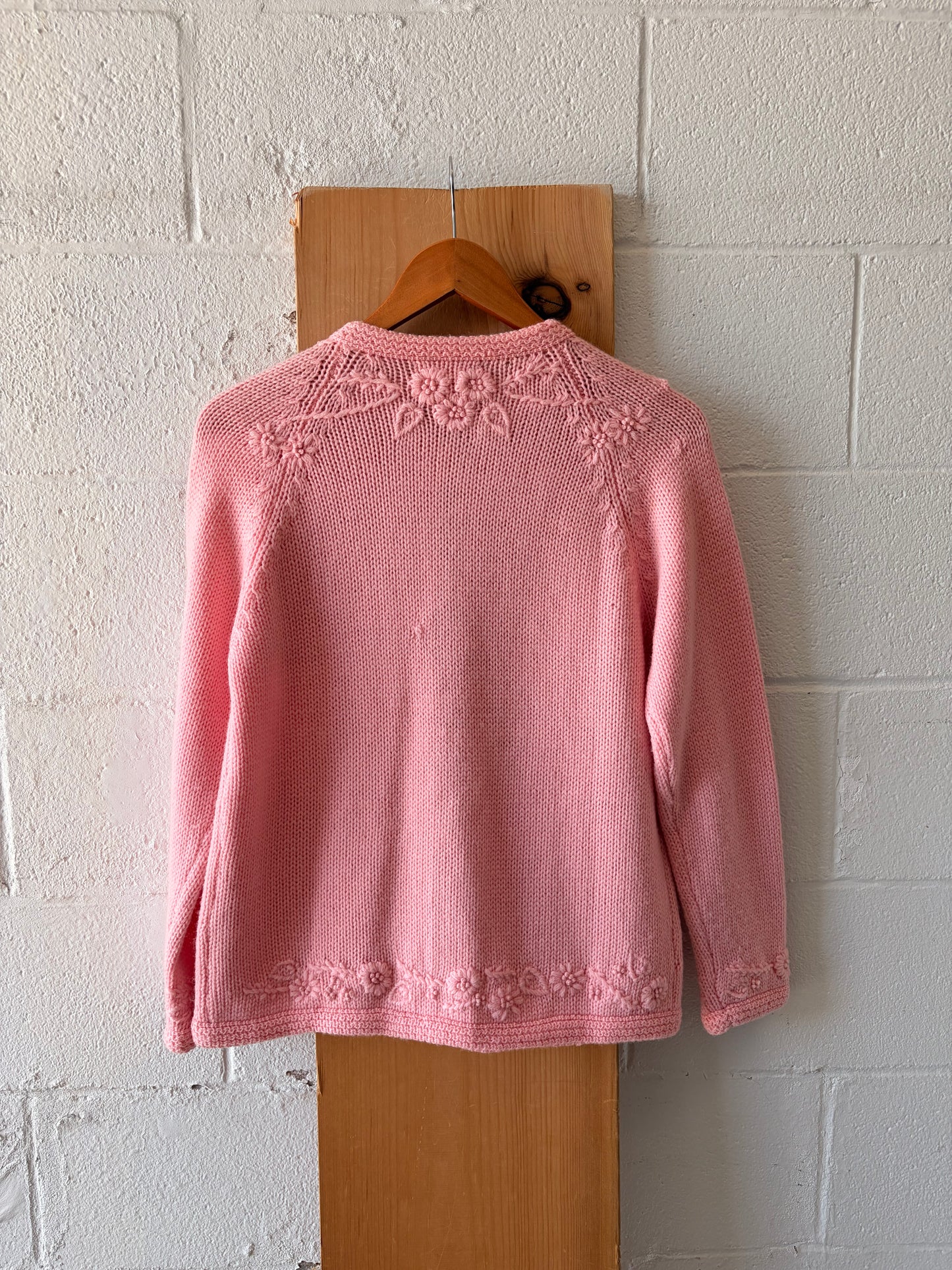 Vtg Pink Wool Cardigan : 38