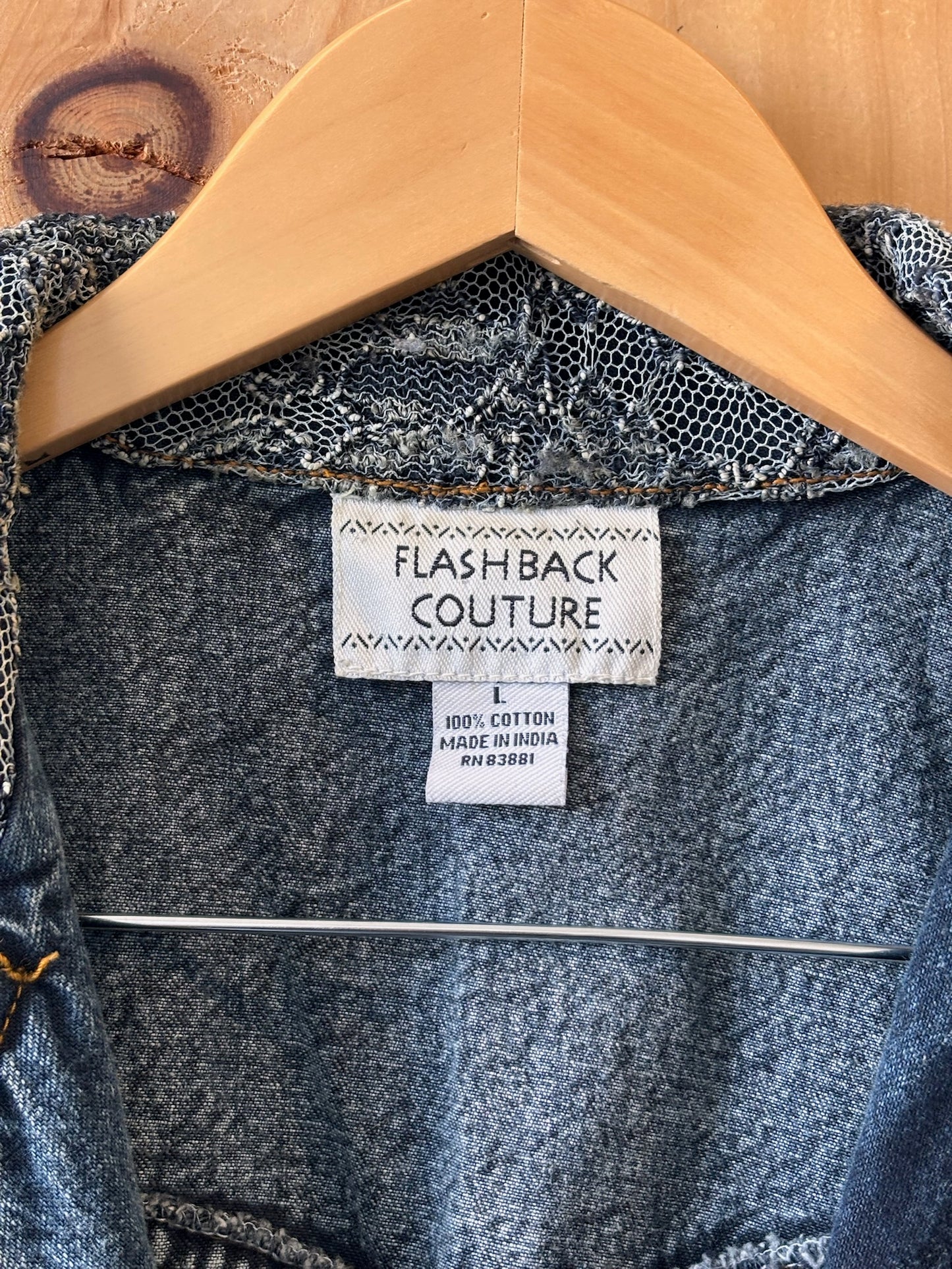 Lace Detail Denim Vest : L