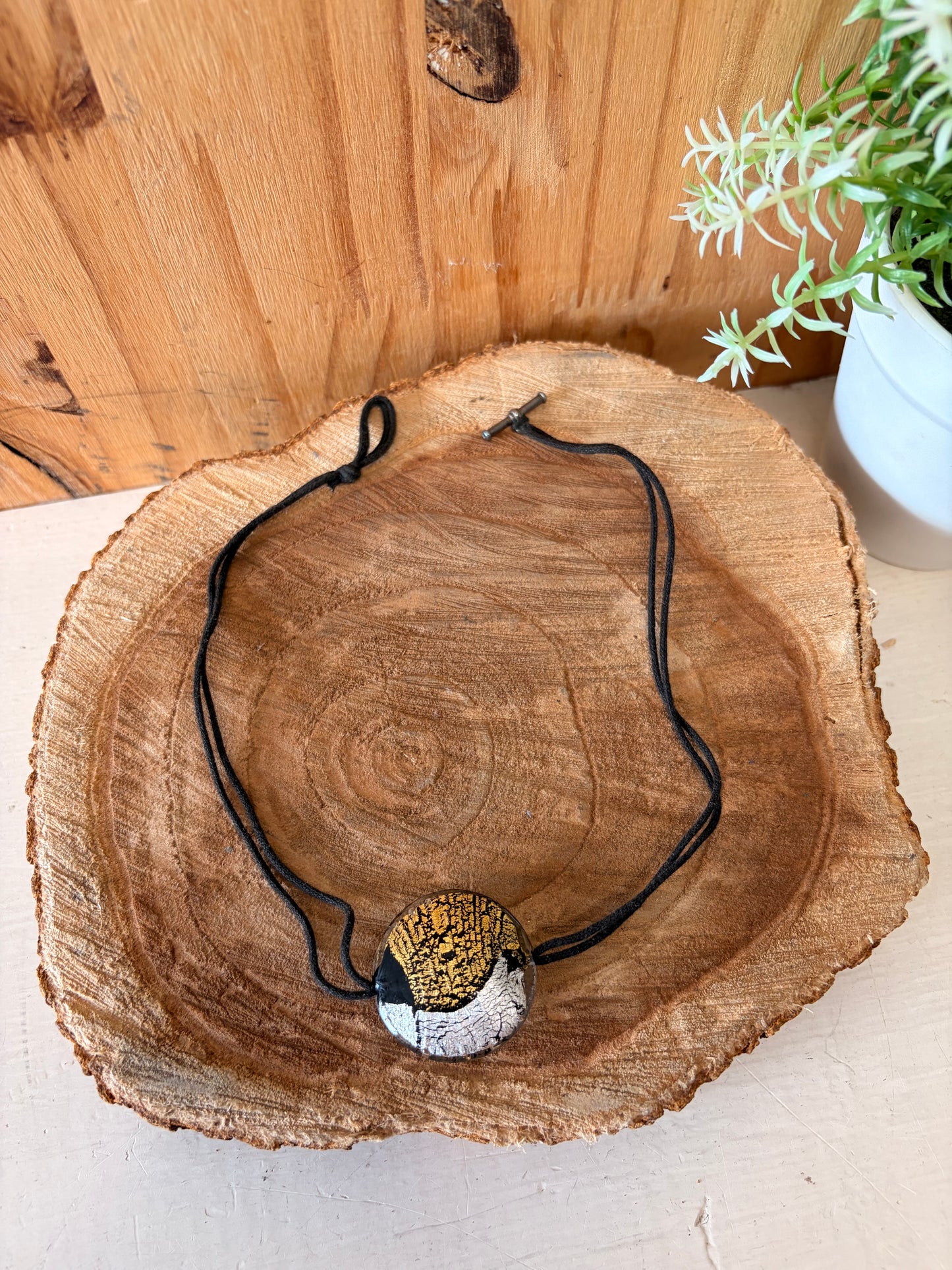 Silver and Gold Metallic Glass Choker Necklace