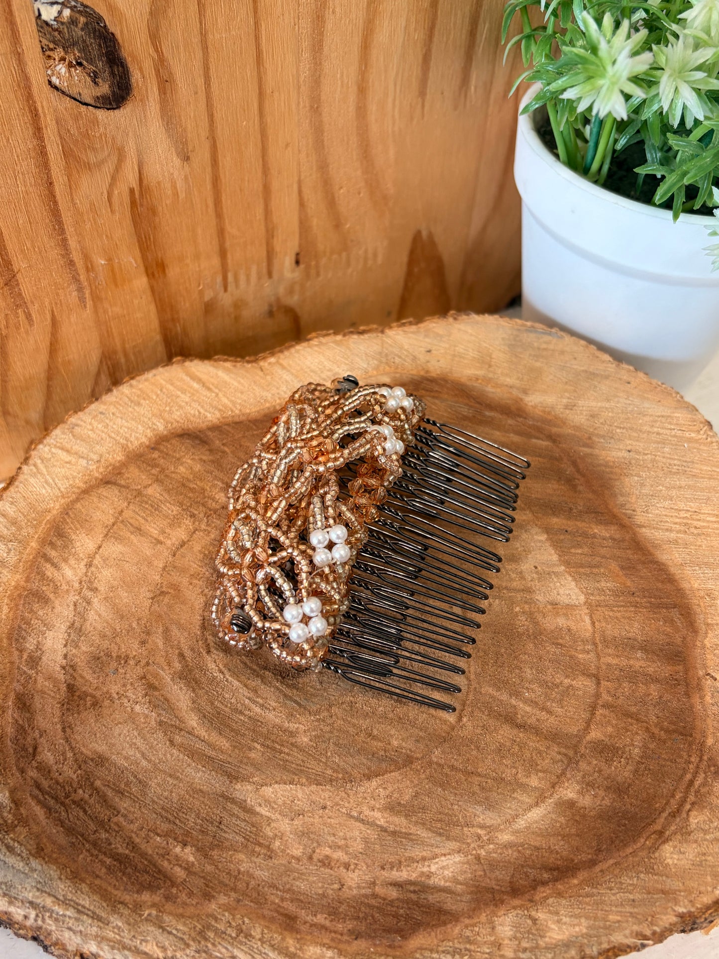 Beaded Double Comb Hair Clip