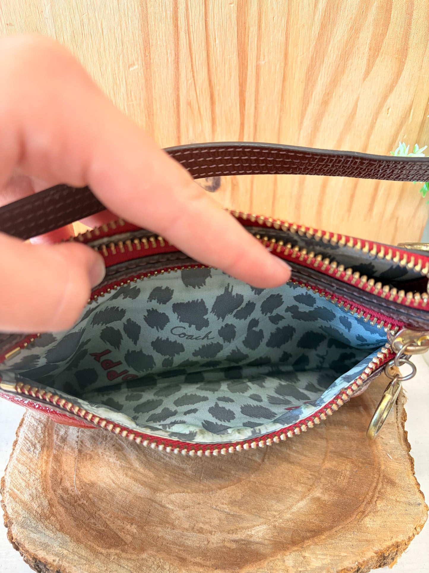 Red Coach Poppy Wristlet