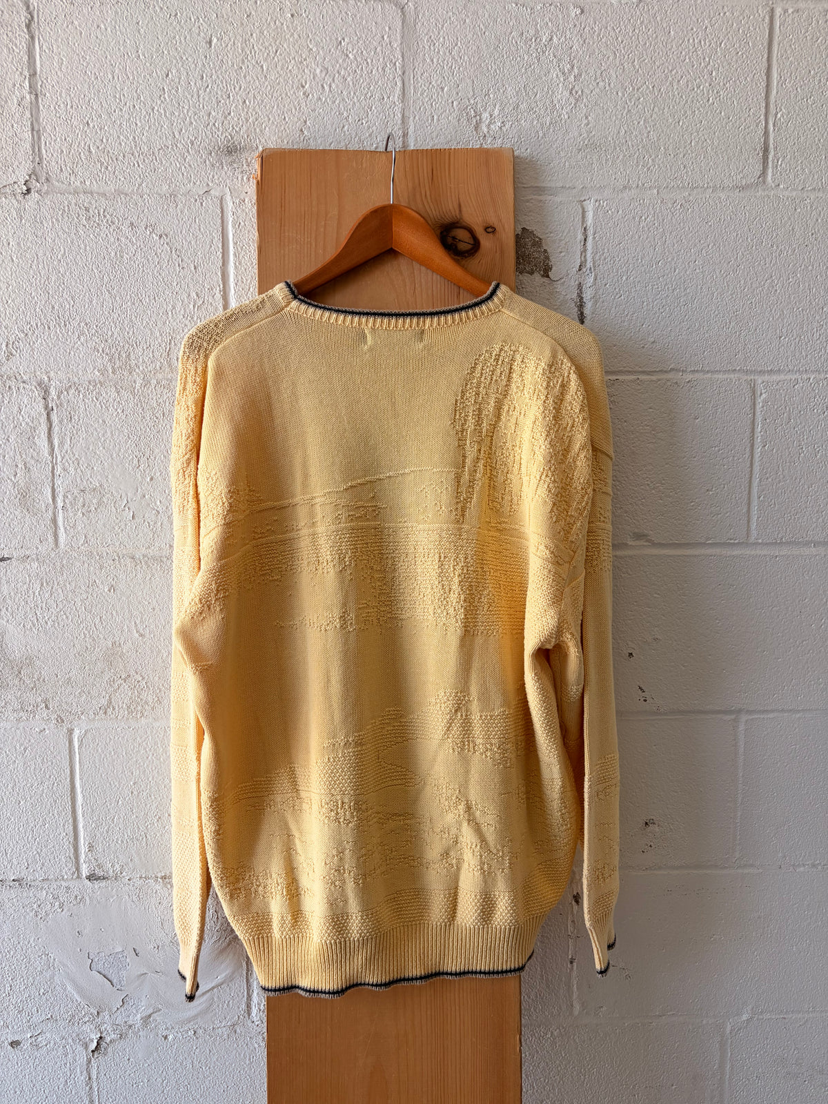 Vtg Yellow Golf Embroidered Sweater : L