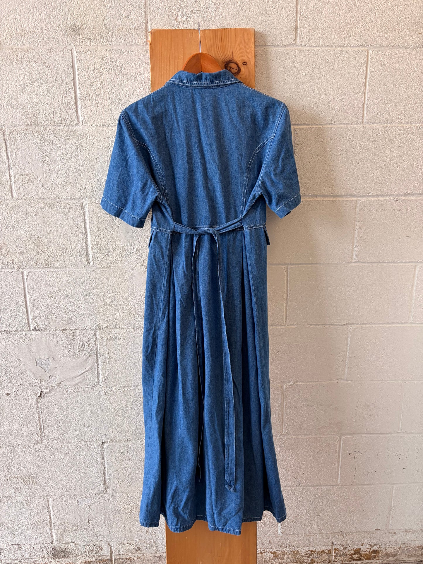 Embroidered Denim Button Down Dress : 12