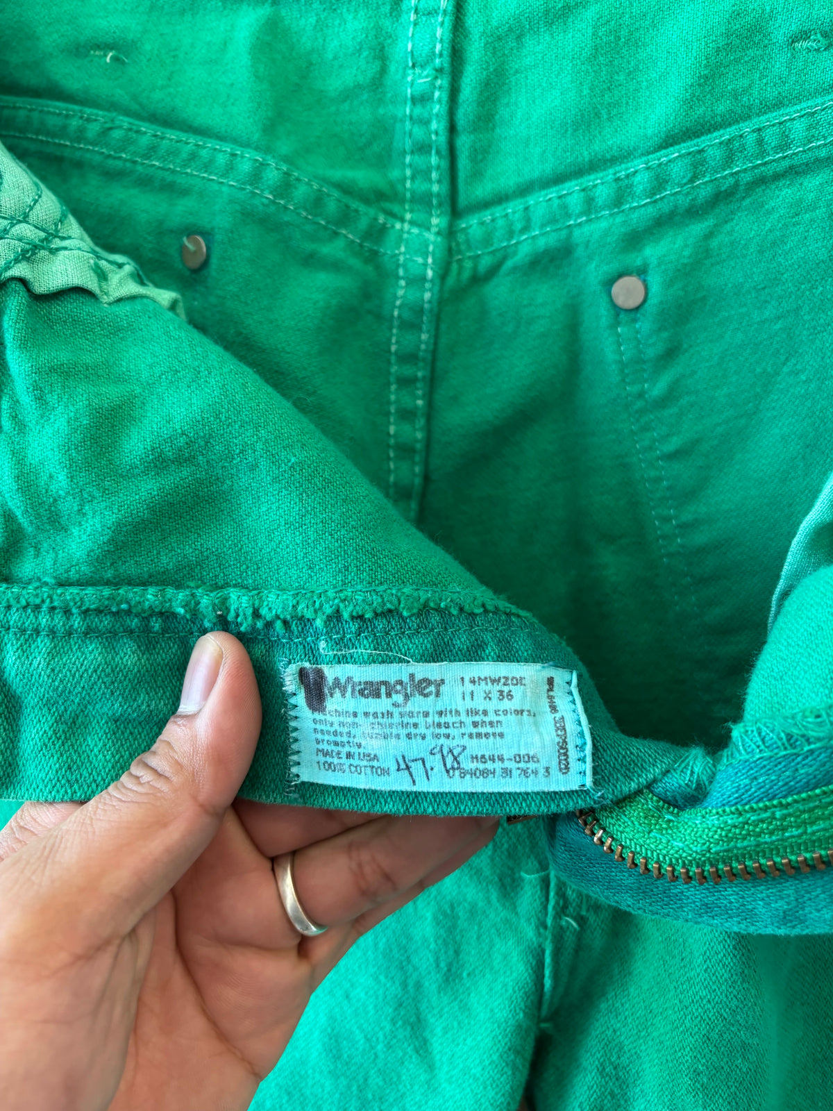 Vtg 80s Bright Green Wrangler Cowboy Cut Jeans : 30” W