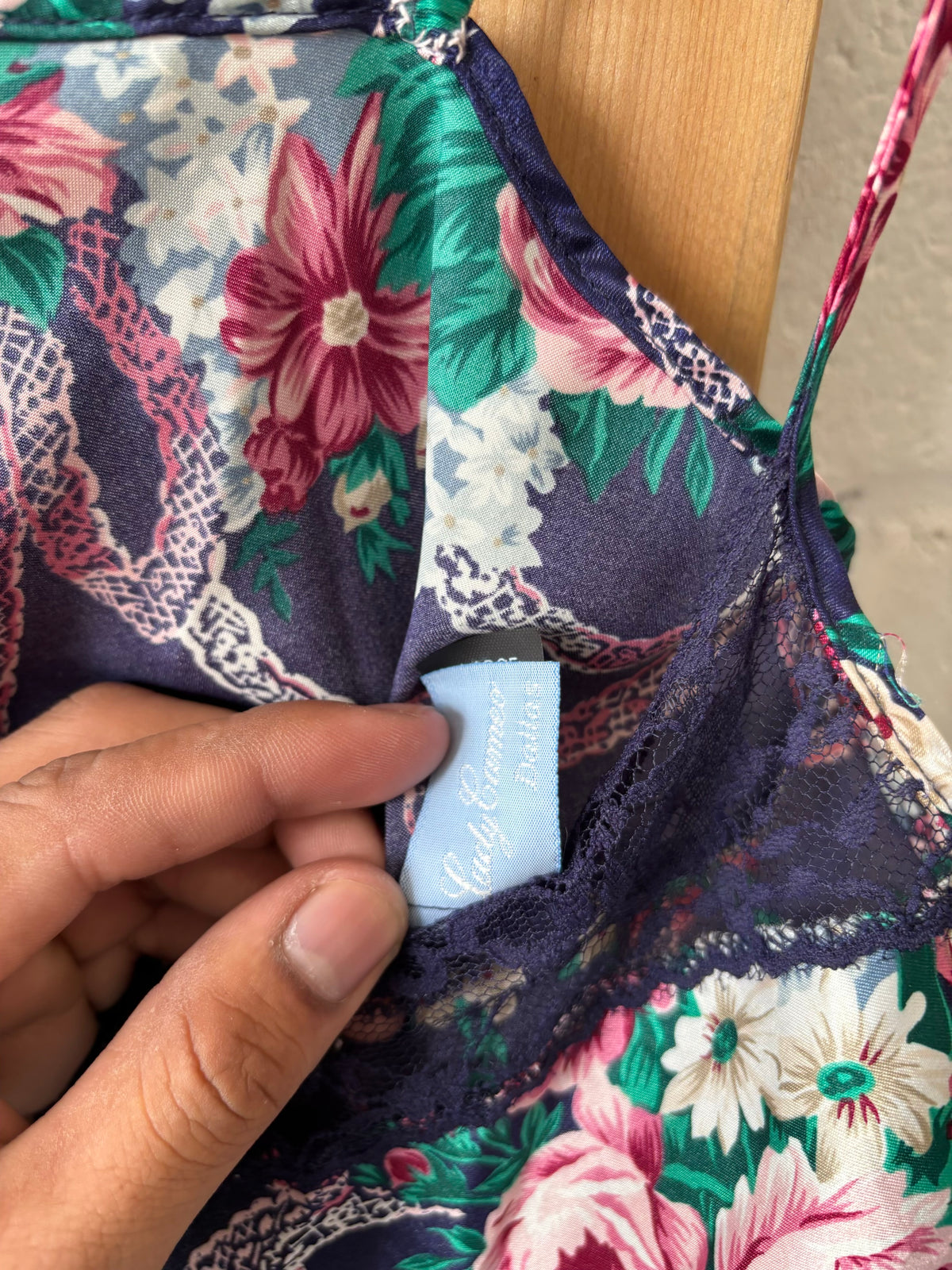 Vtg Floral Bow Accent Slip Dress : L
