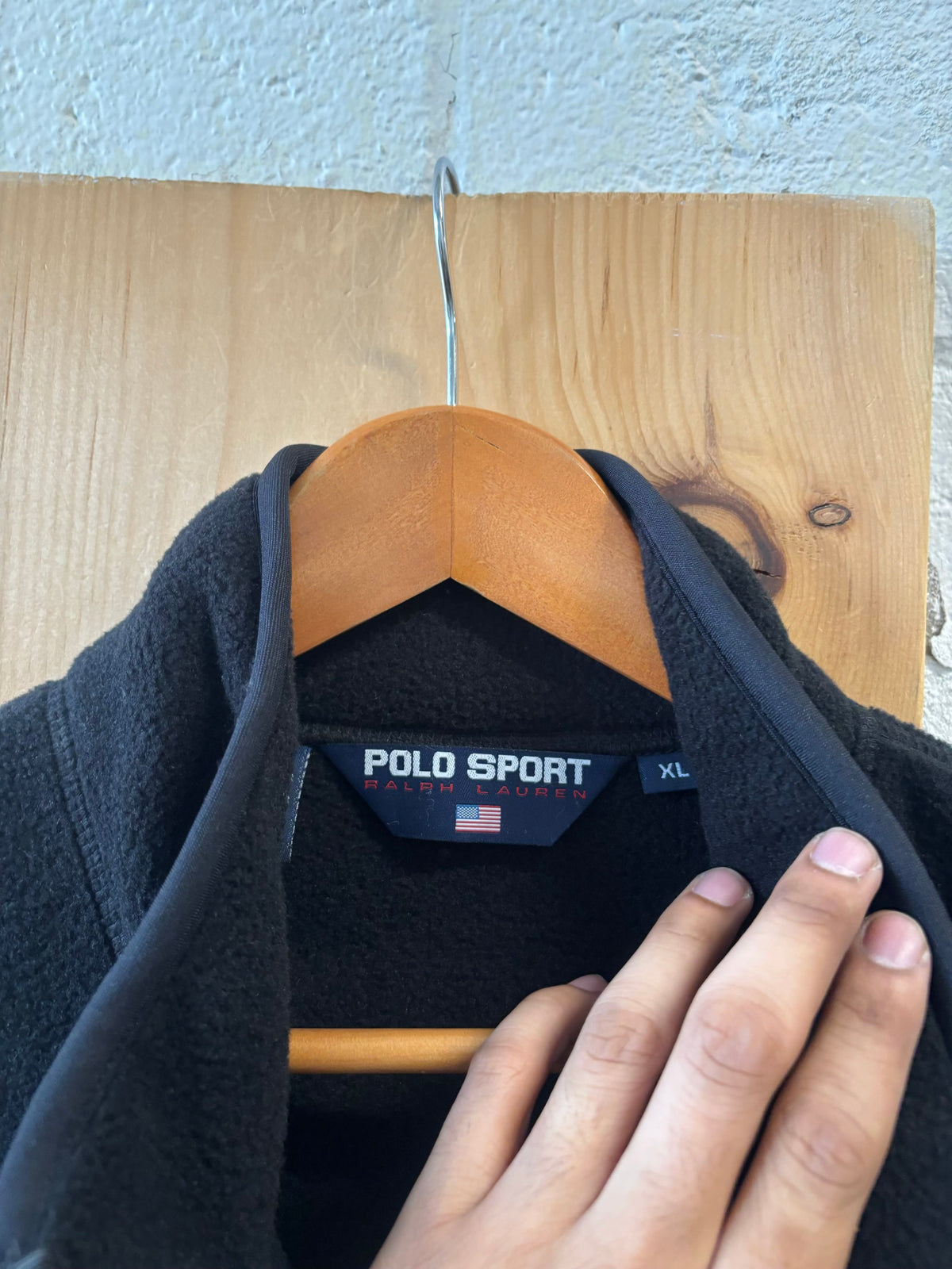 Vtg 90s Polo Sport Black Fleece Vest : XL