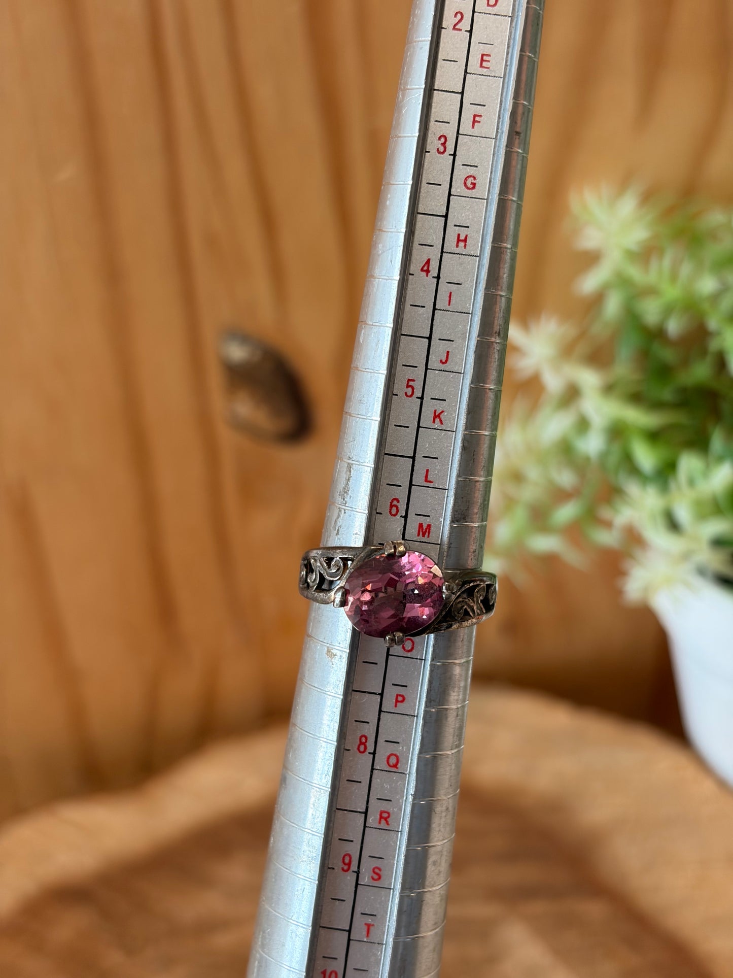 Sterling Pink Stone Ring : Size 6.75