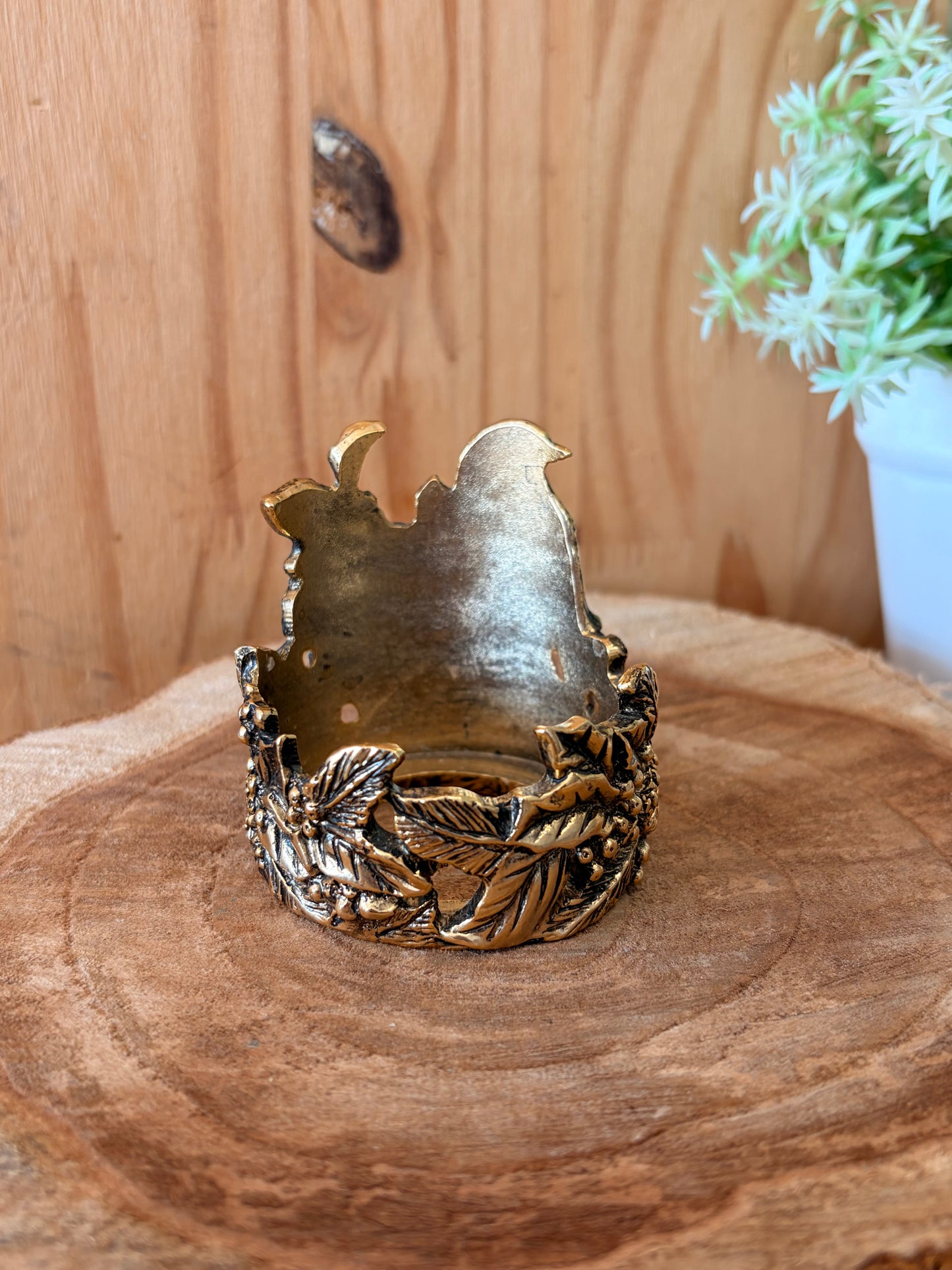 Gold Tone Bird Votive Candle Holder