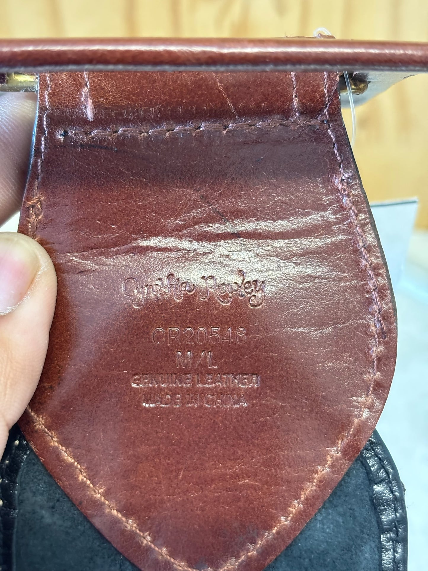 Wide Striped Leather Belt : M/L