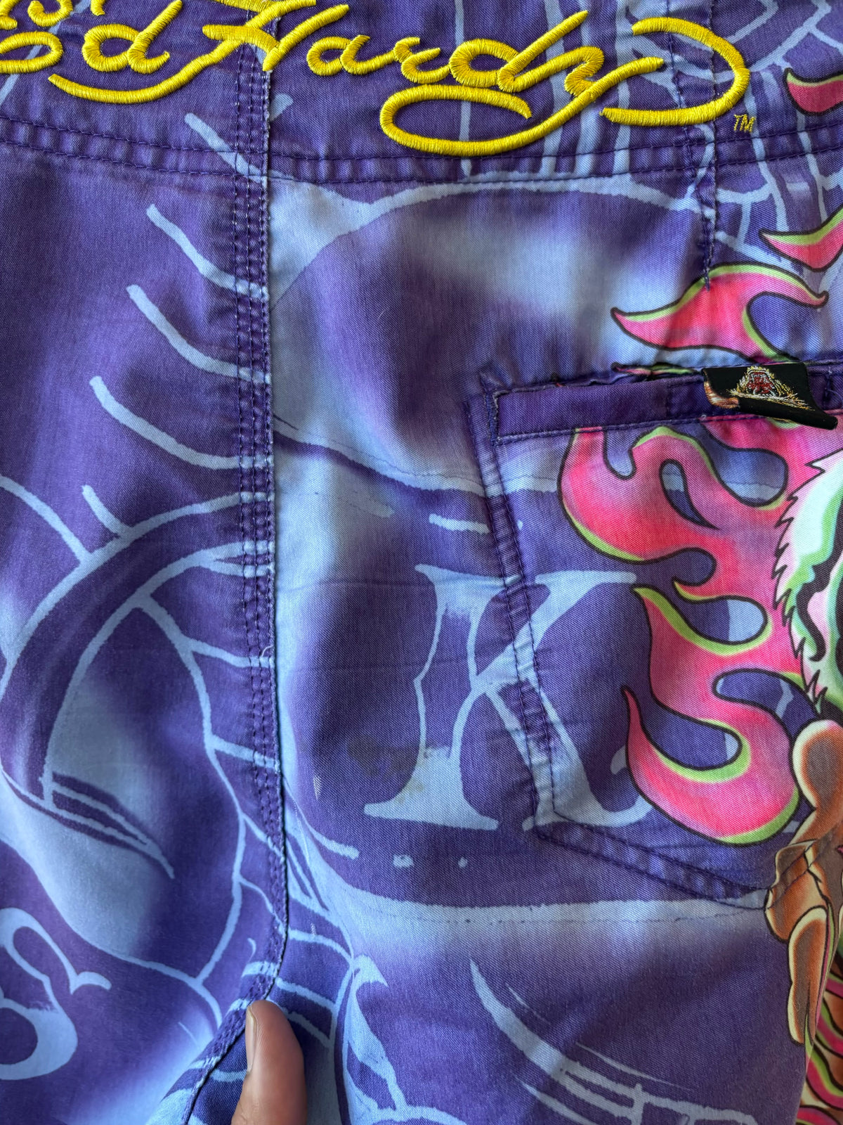 Purple Ed Hardy Swim Trunks : 36