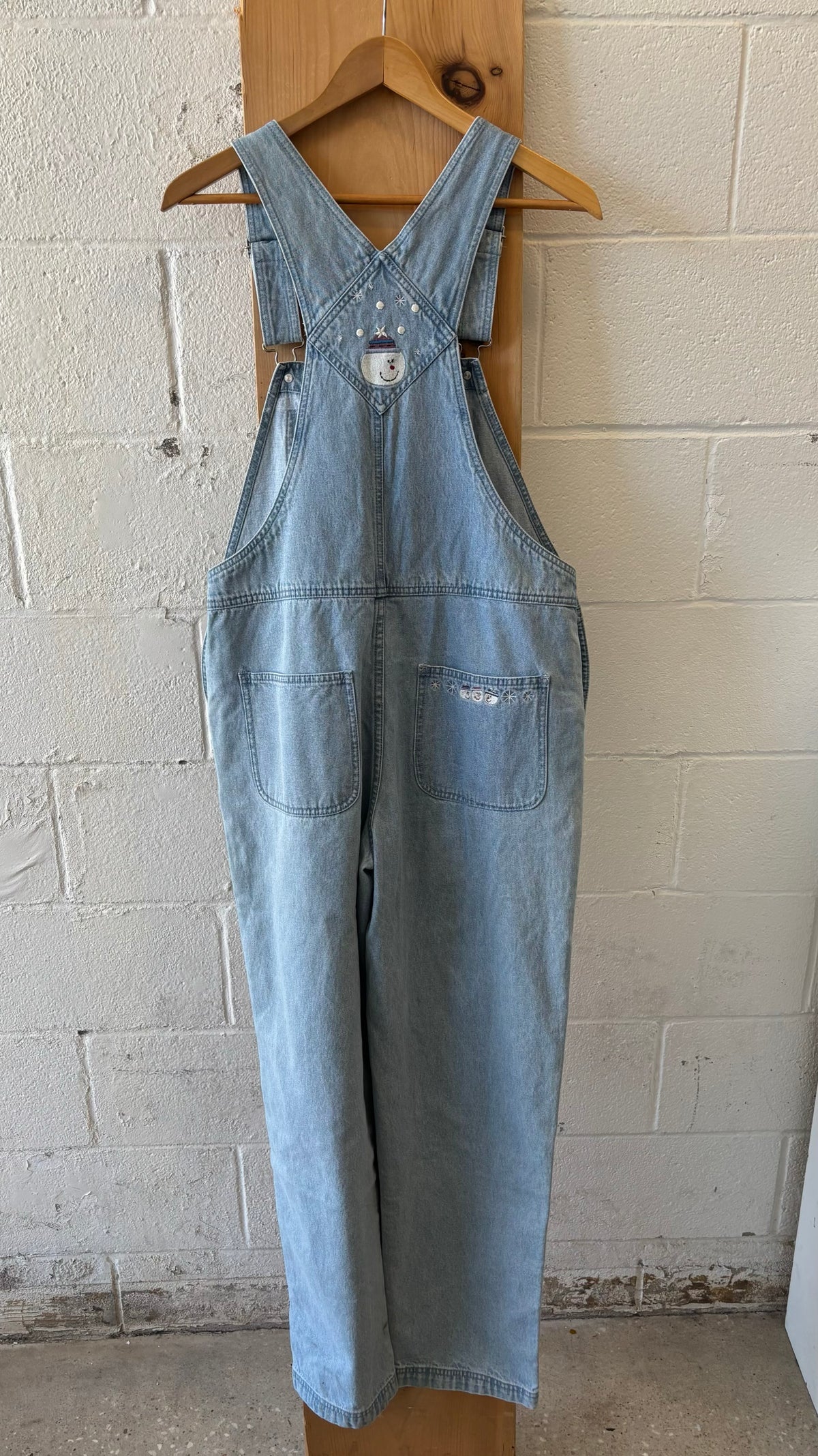Vtg Snowman Denim Overalls : S