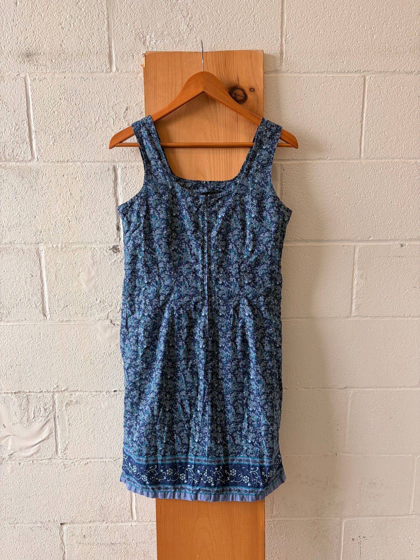 Vtg Blue Floral Dress : M