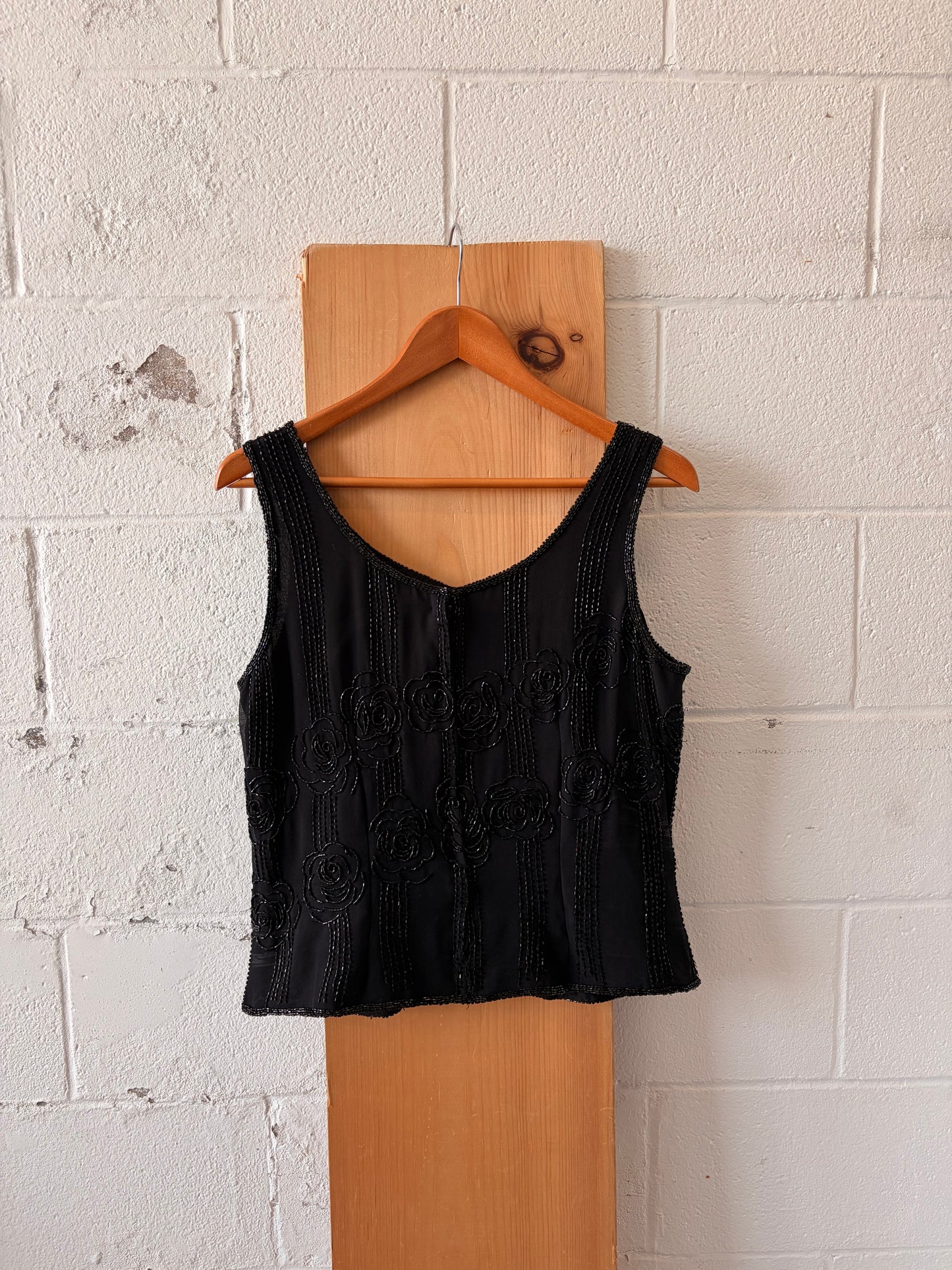Black Beaded Tank : XL