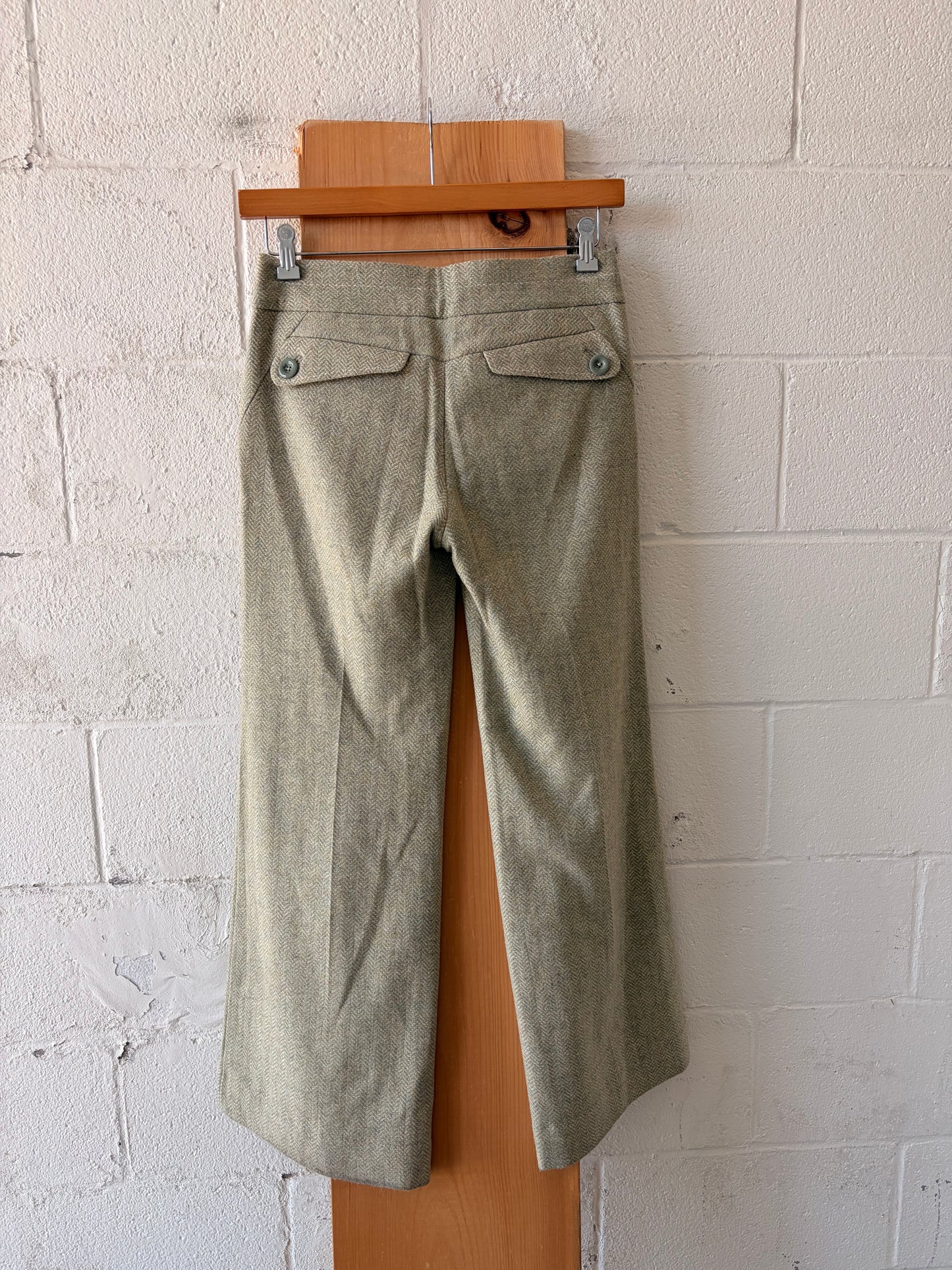 Sage Green Herringbone Trousers : 6