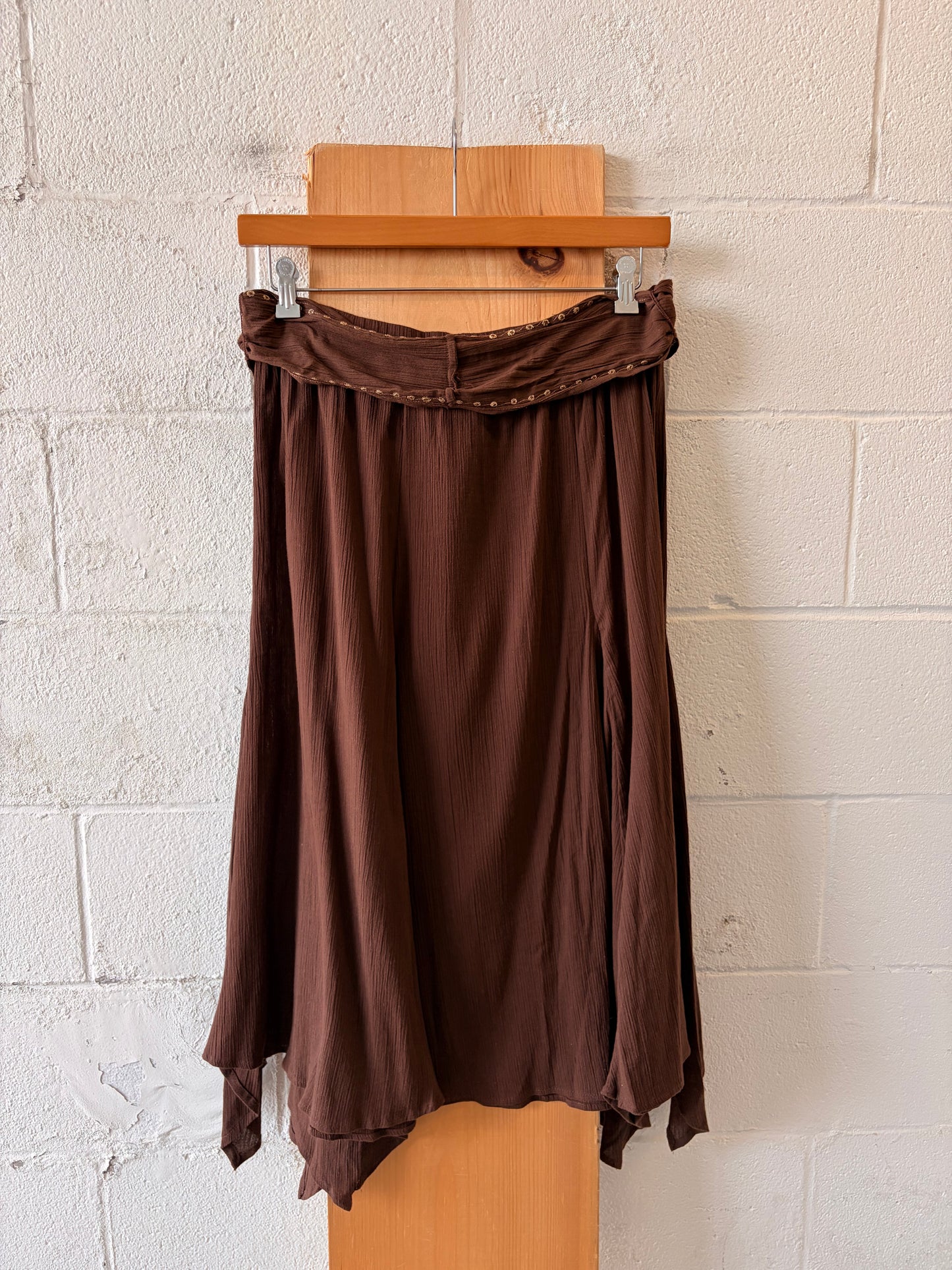 Brown & Gold Belted Skirt : L
