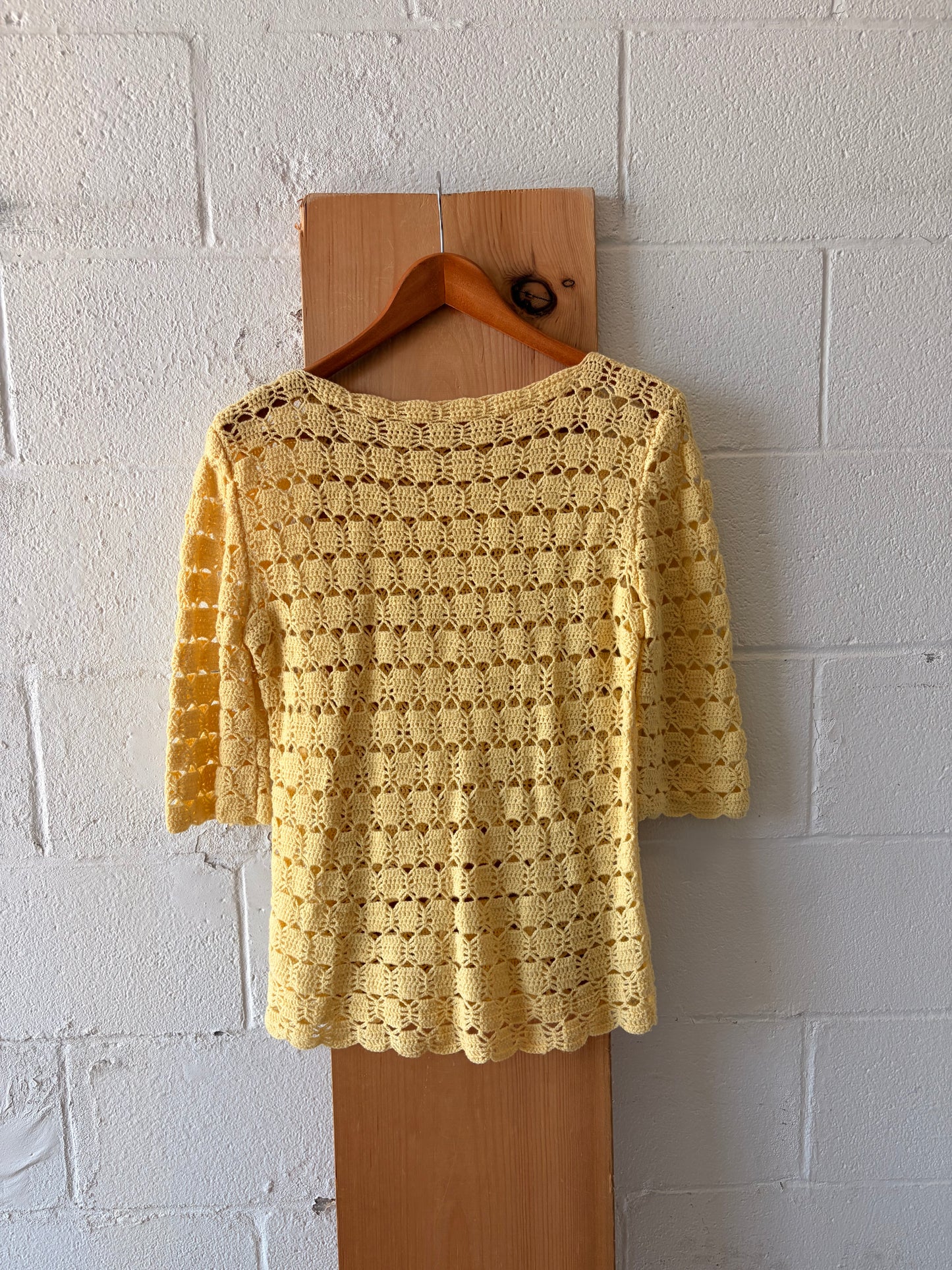Yellow Crochet Sweater : M