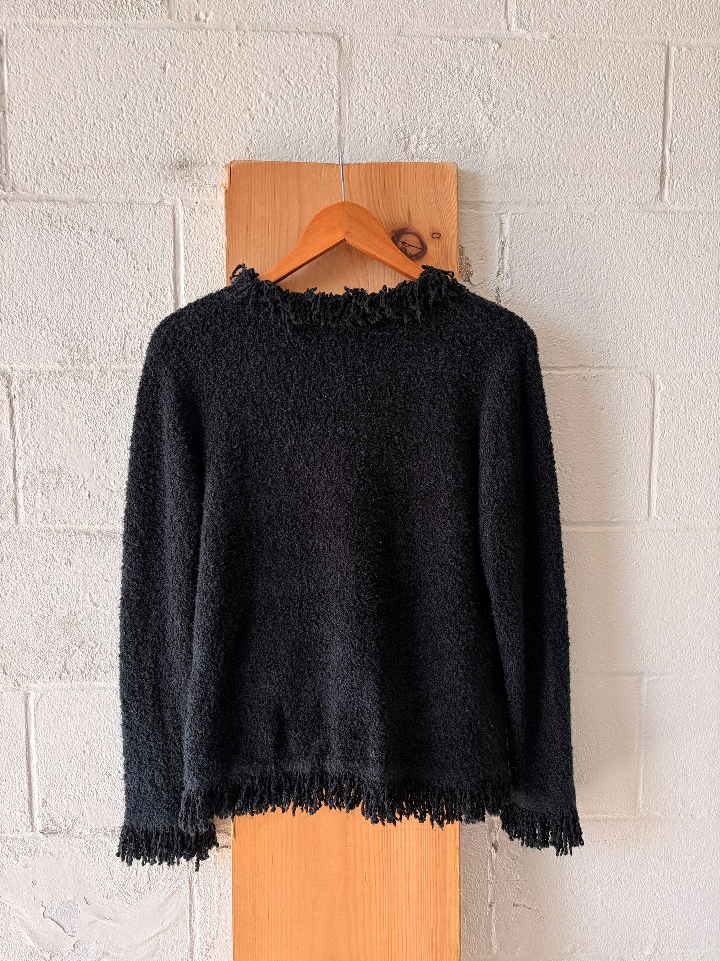 Fuzzy Fringe Cardigan Sweater : M
