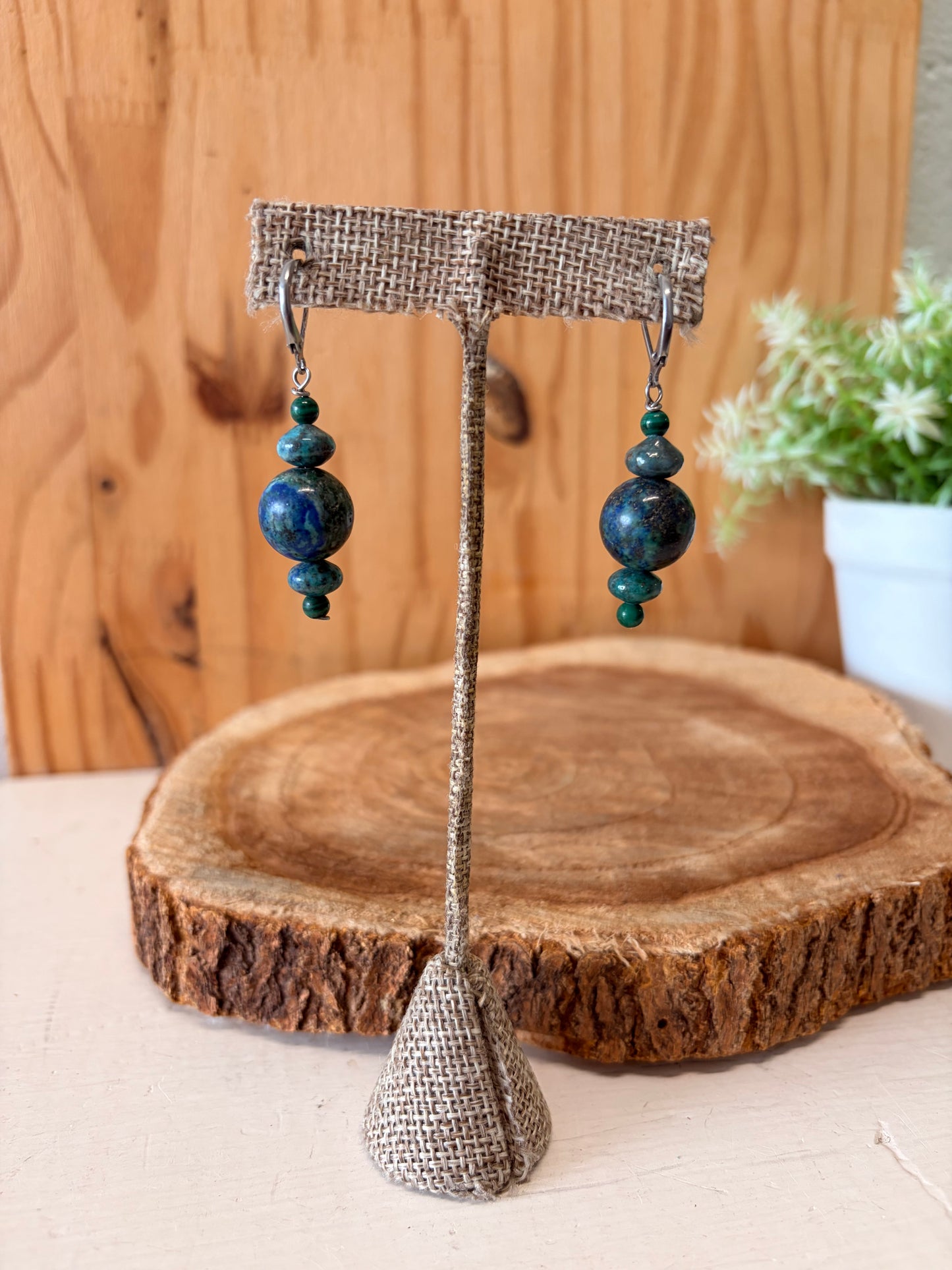 Beaded Blue Earrings