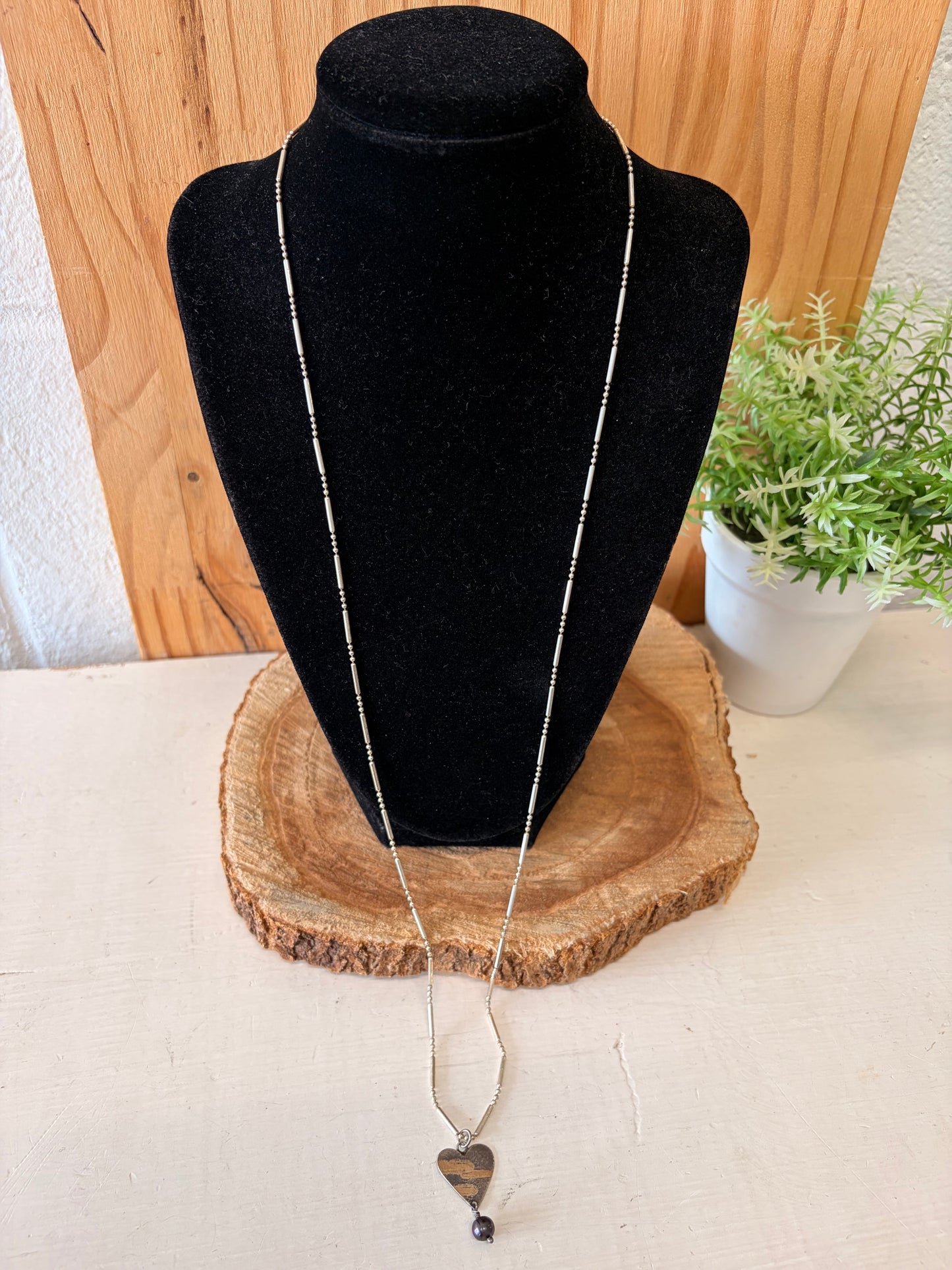 Italy 925 Multi Beaded Heart Pendant Necklace
